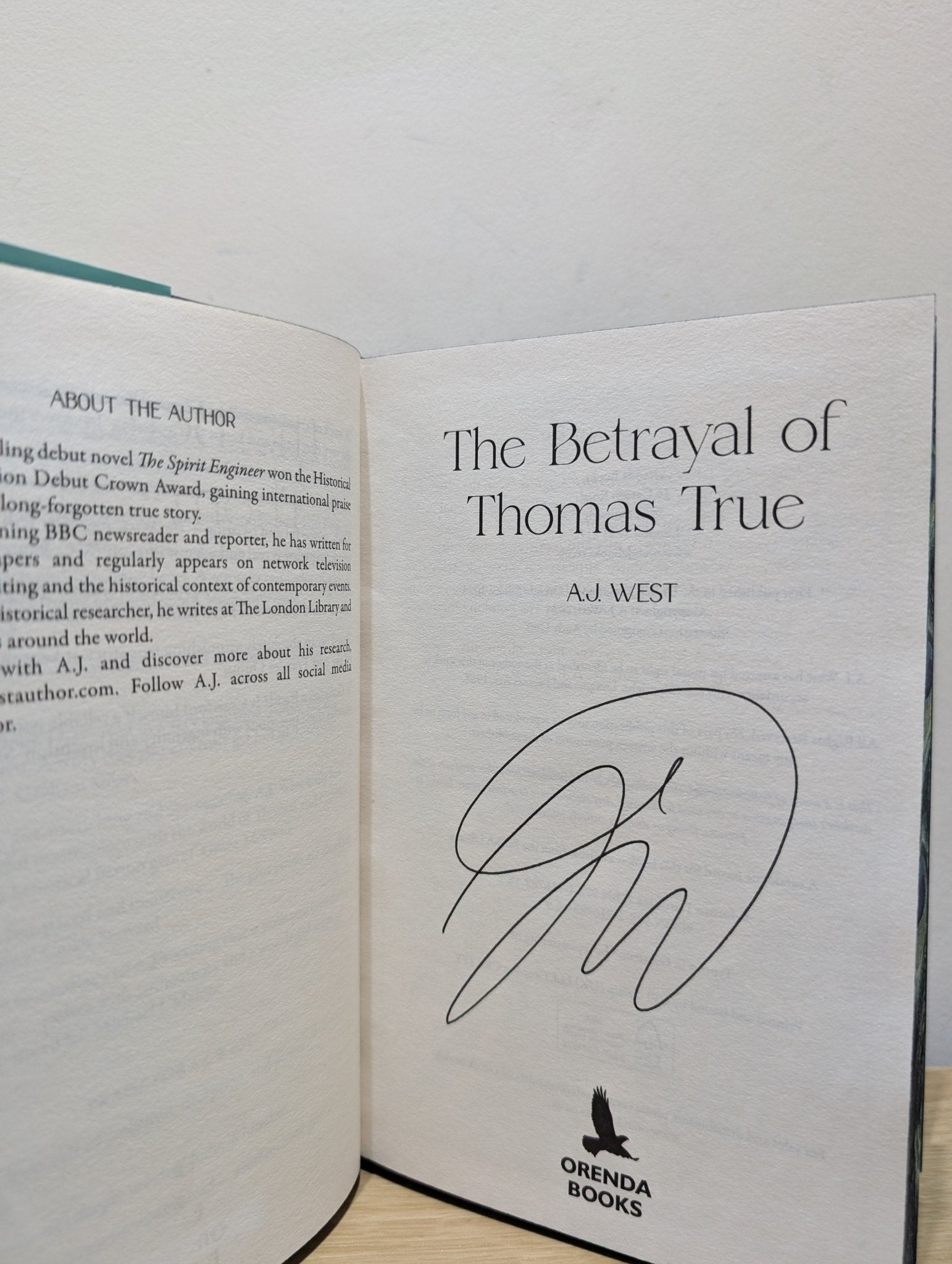 The Betrayal of Thomas True by A. J. West (Signed First Edition with sprayed edges) - Fialta Books