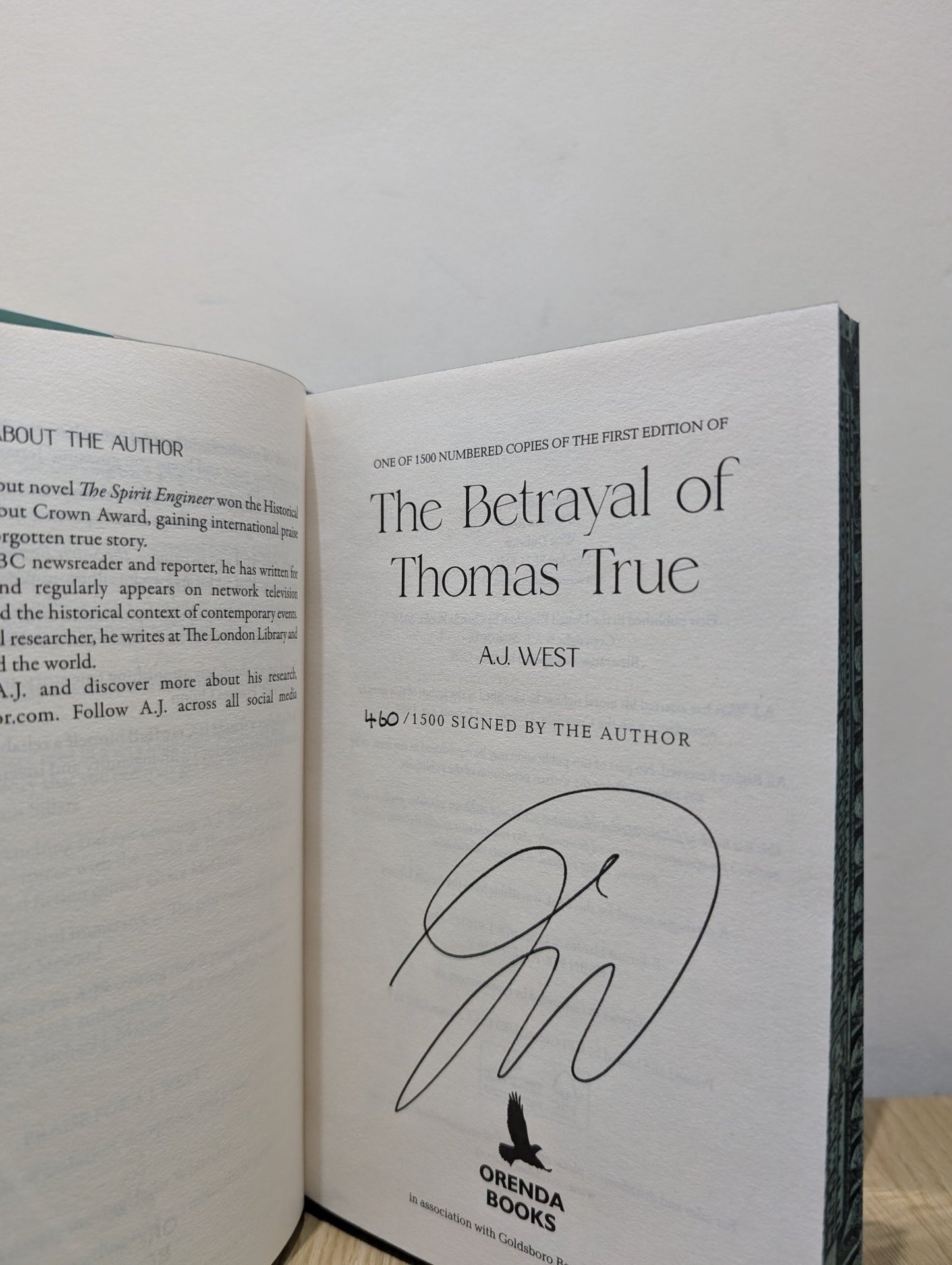 The Betrayal of Thomas True by A. J. West (Signed Numbered First Edition with sprayed edges) - Fialta Books