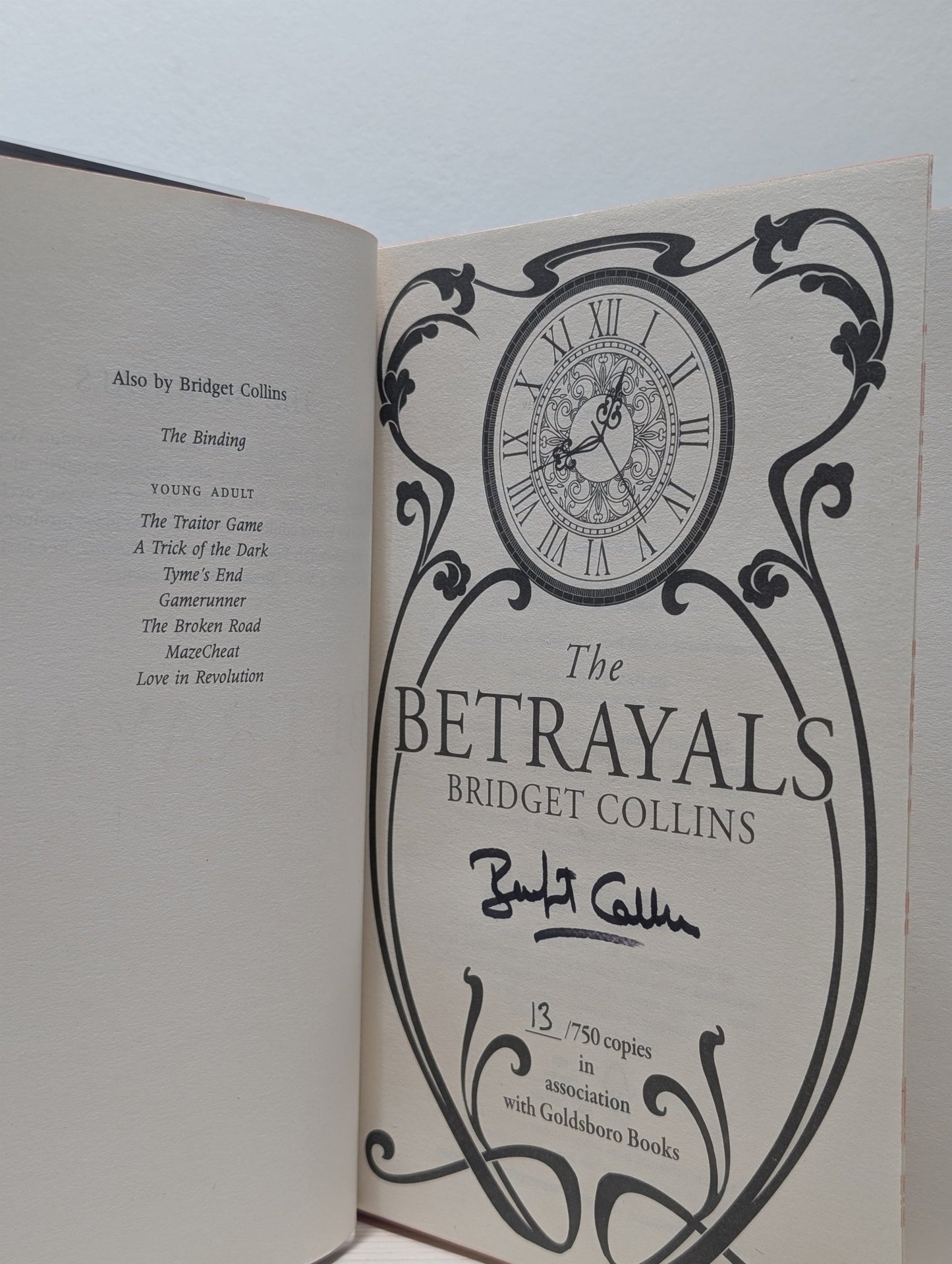 The Binding; Betrayals; Silence Factory by Bridget Collins (Signed with sprayed edges) - Fialta Books