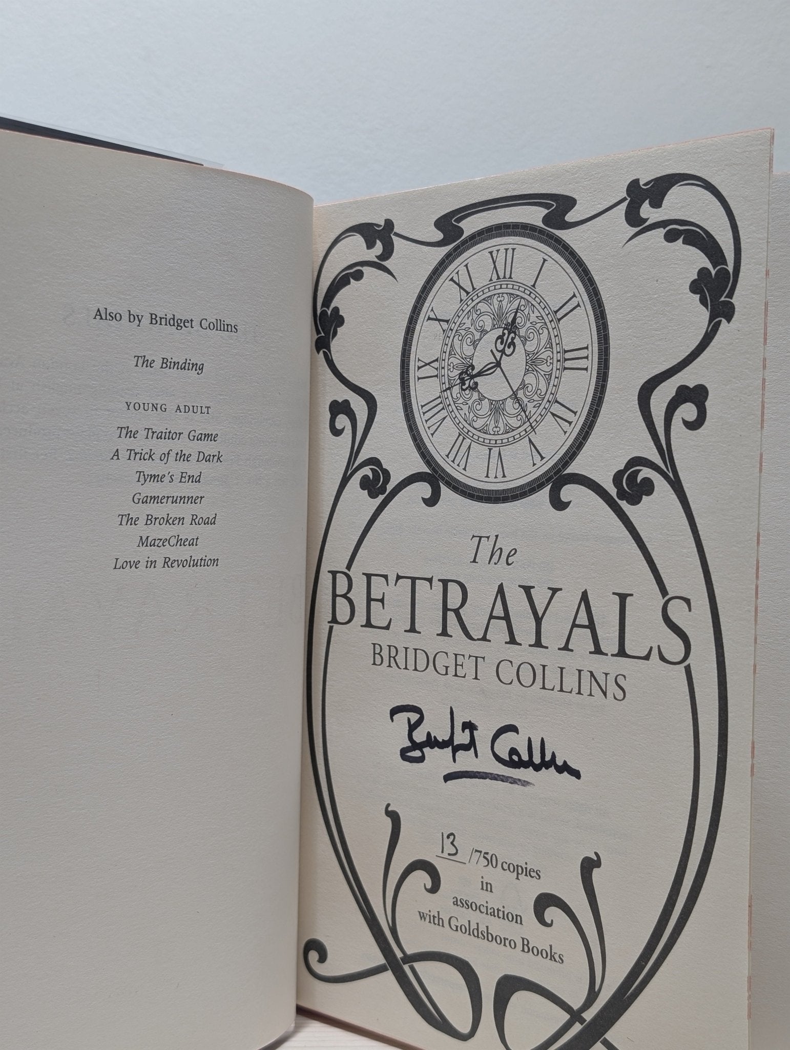 The Binding; Betrayals; Silence Factory by Bridget Collins (Signed with sprayed edges) - Fialta Books