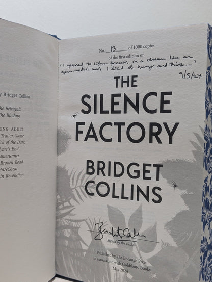 The Binding; Betrayals; Silence Factory by Bridget Collins (Signed with sprayed edges) - Fialta Books