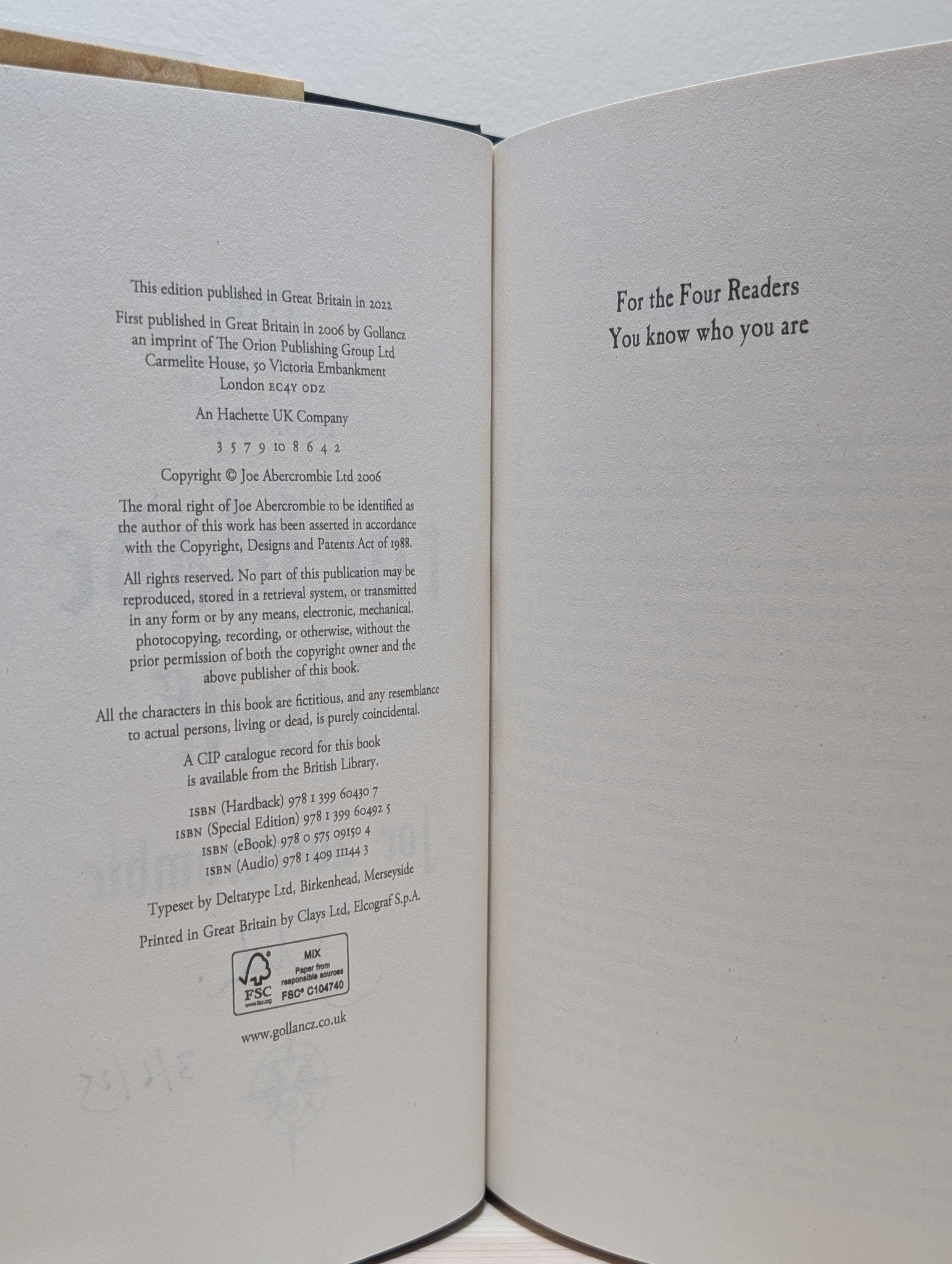 The Blade Itself: The First Law book 1 by Joe Abercrombie (Signed Dated by Author) - Fialta Books