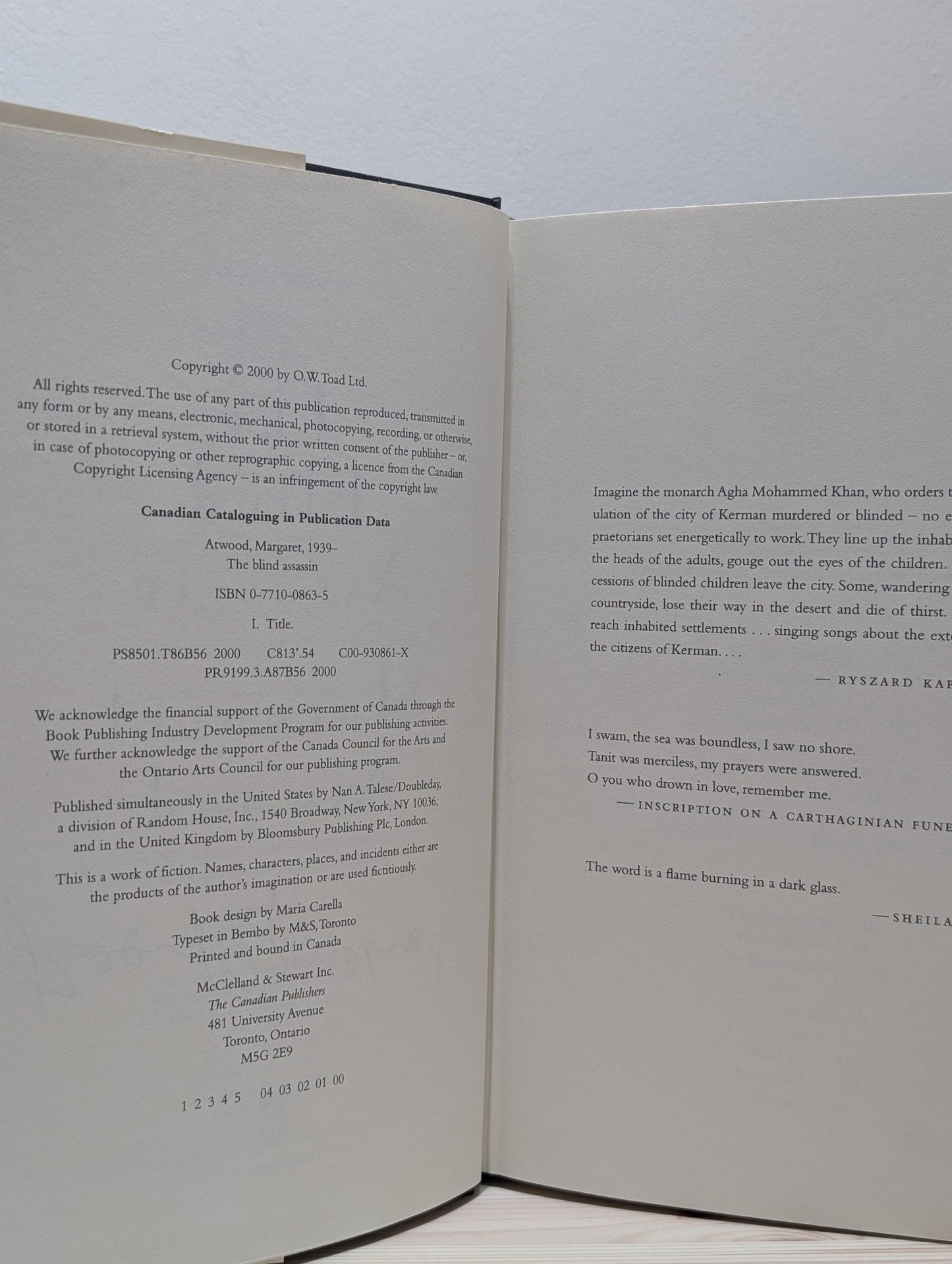 The Blind Assassin by Margaret Atwood (Signed First Edition) - Fialta Books