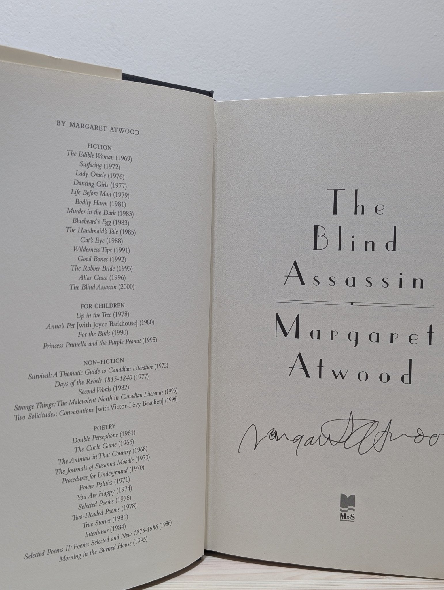 The Blind Assassin by Margaret Atwood (Signed First Edition) - Fialta Books