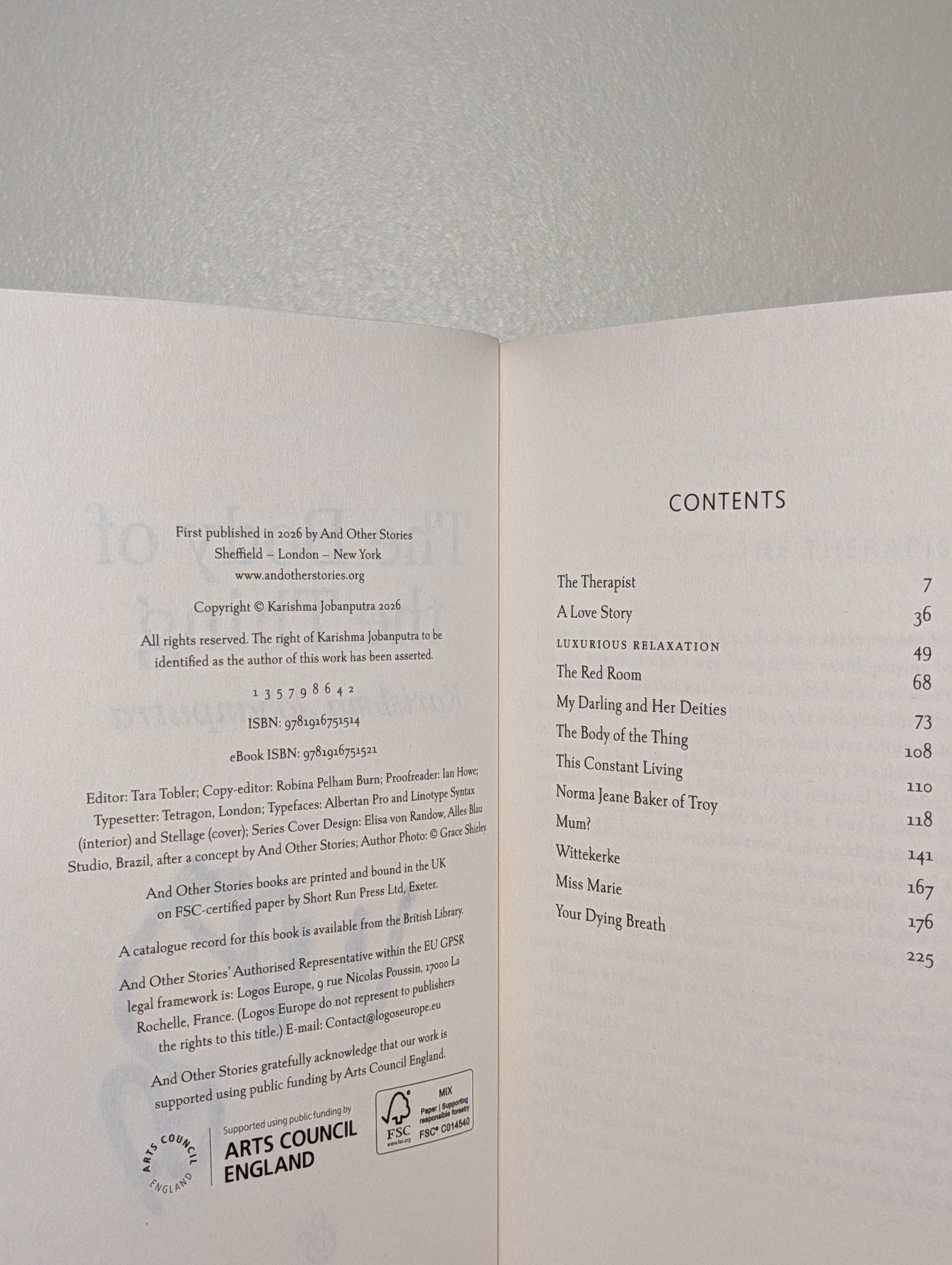 The Body of the Thing by Karishma Jobanputra (Signed First Edition) - Fialta Books