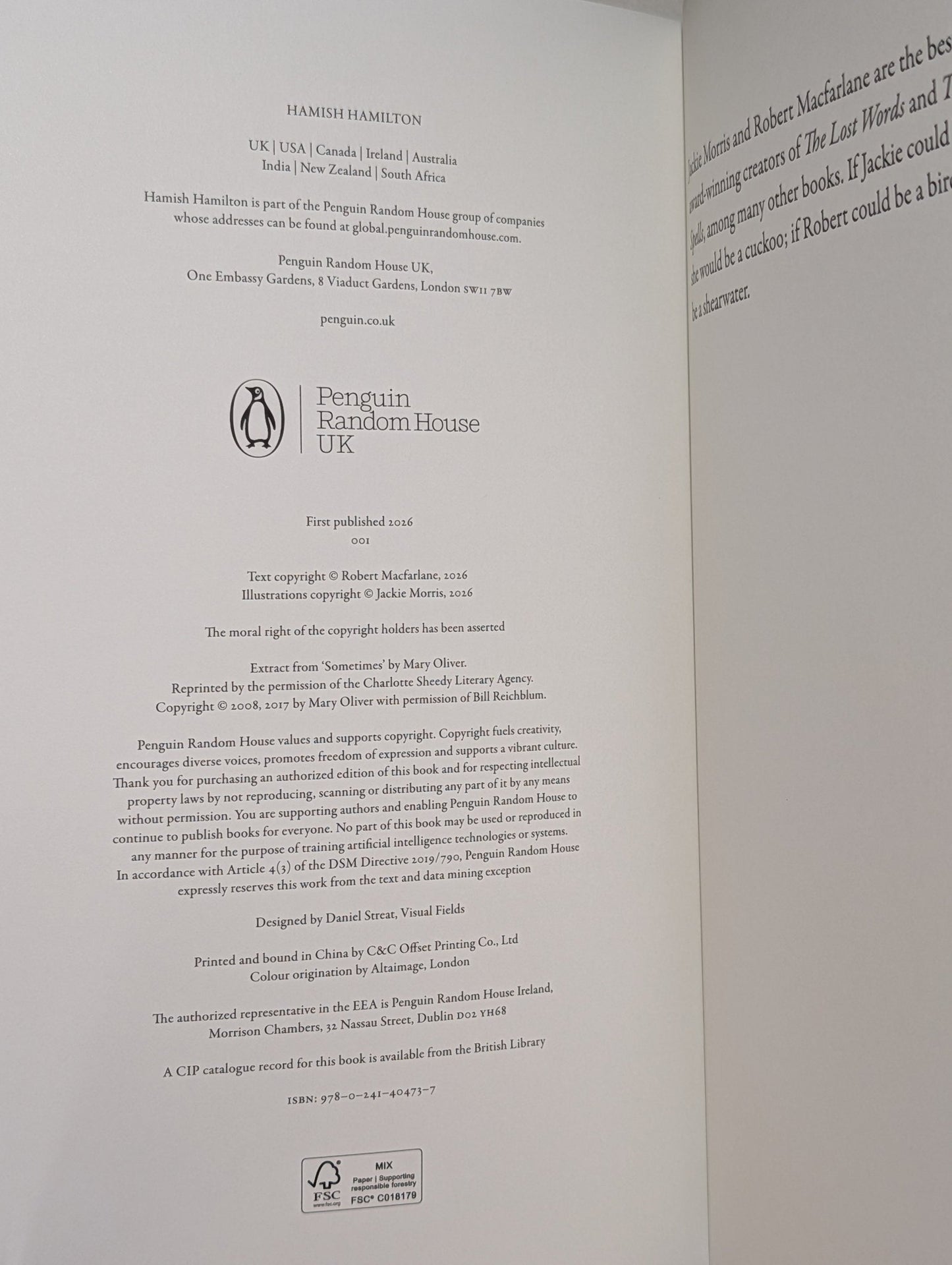 The Book of Birds by Robert Macfarlane (Signed First Edition with print) - Fialta Books