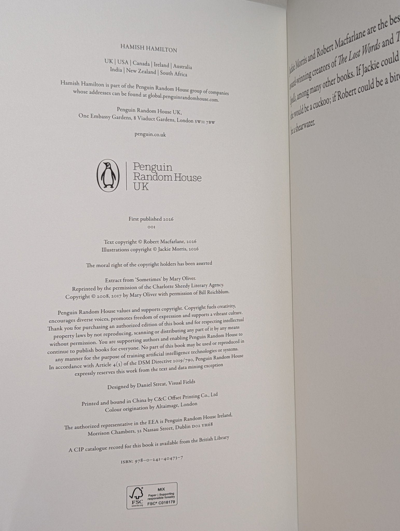 The Book of Birds by Robert Macfarlane (Signed First Edition with print) - Fialta Books