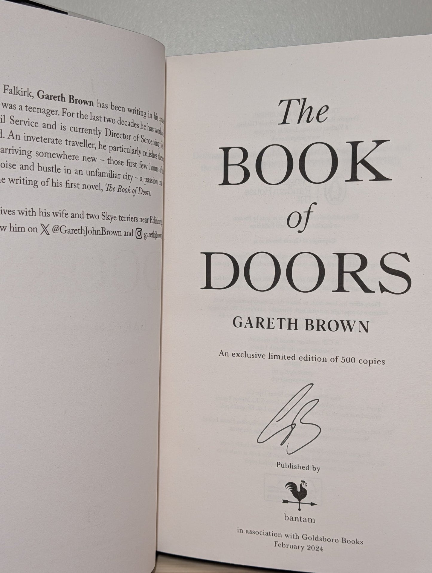 The Book of Doors by Gareth Brown (Signed First Edition with sprayed edges) - Fialta Books