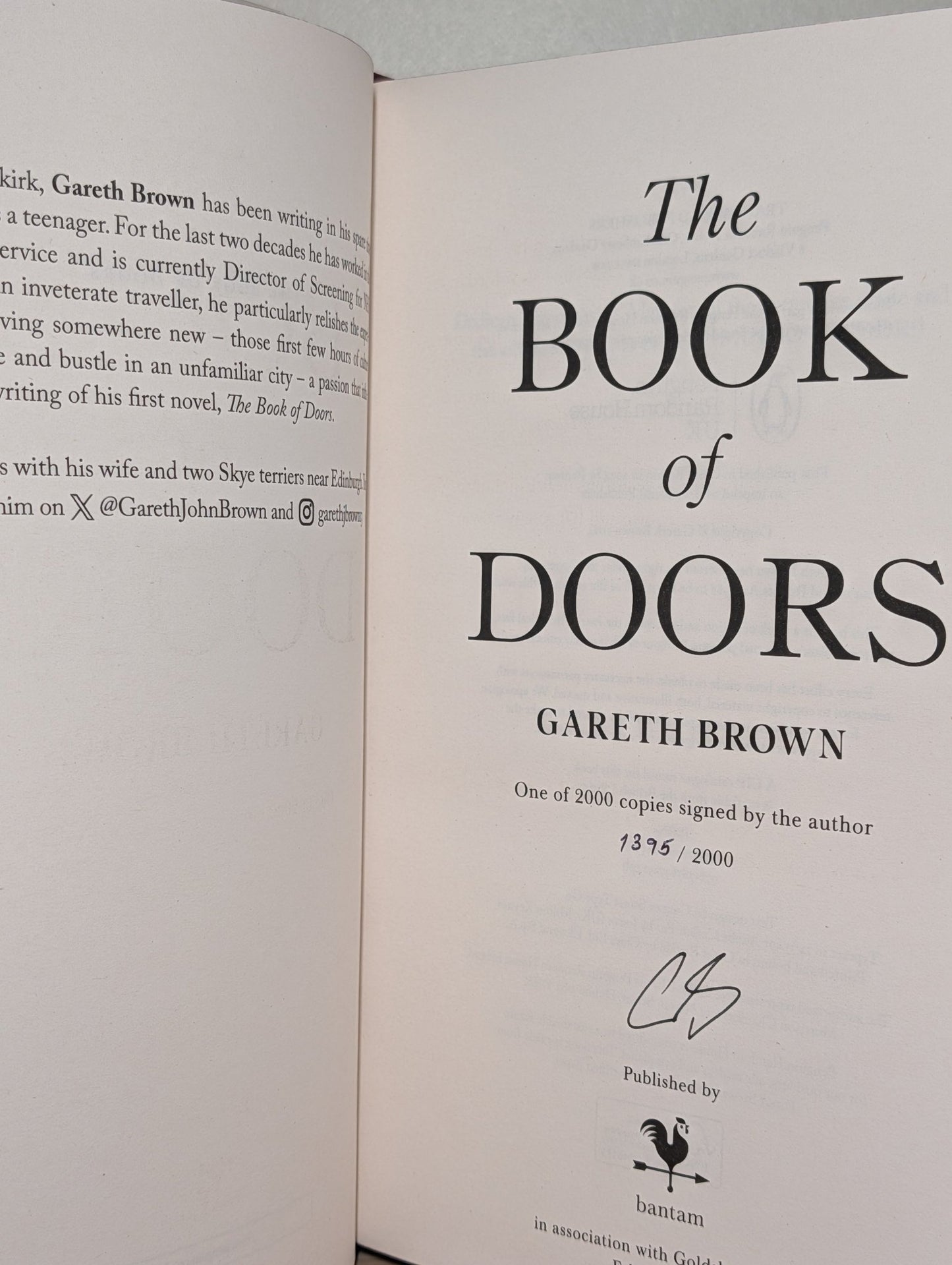 The Book of Doors by Gareth Brown (Signed Numbered First Edition with sprayed edges) - Fialta Books