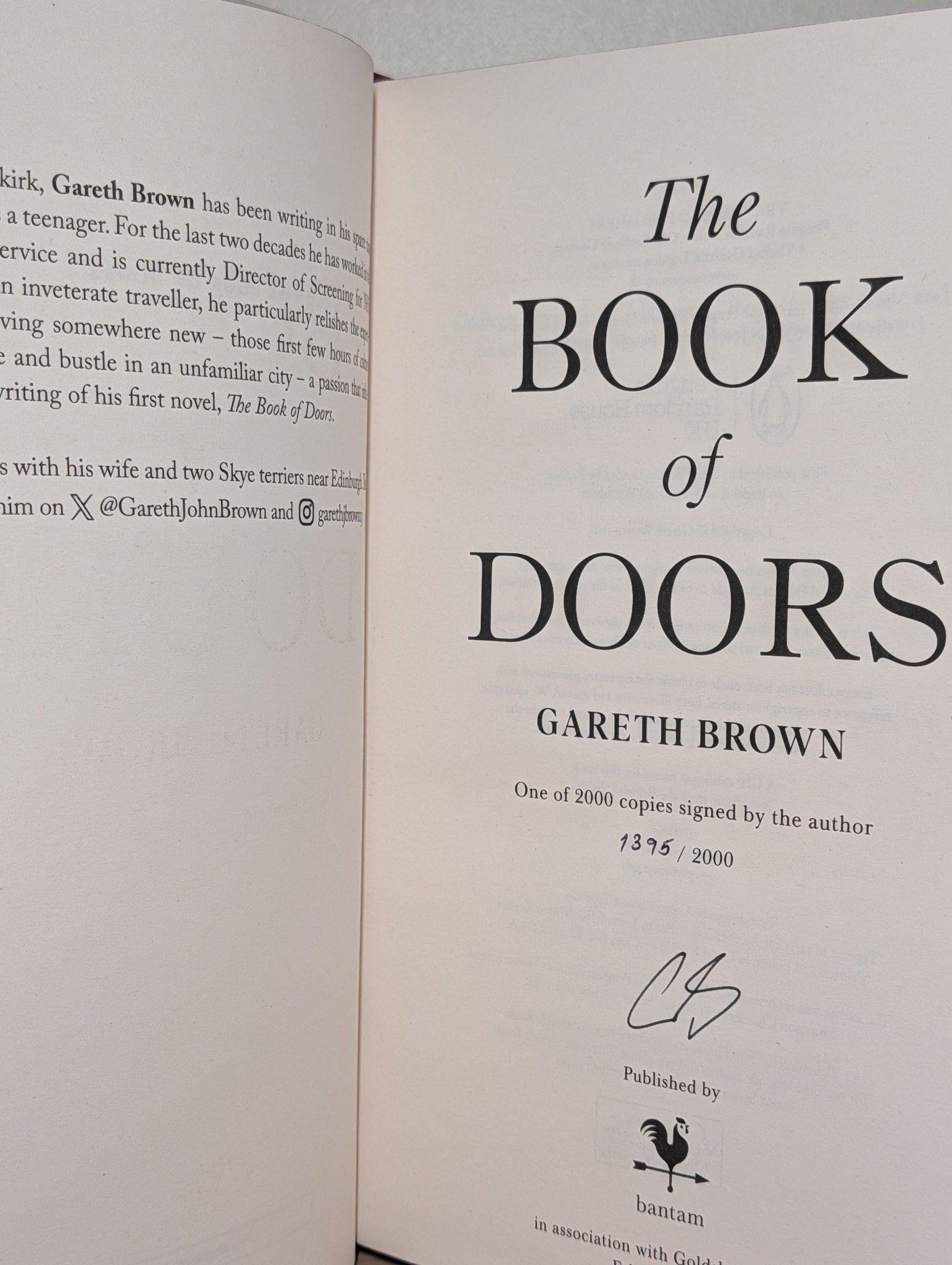 The Book of Doors by Gareth Brown (Signed Numbered First Edition with sprayed edges) - Fialta Books
