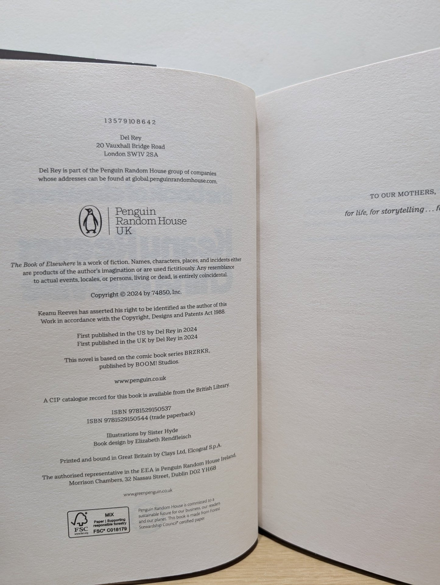 The Book of Elsewhere by Keanu Reeves China Mieville (Double Signed) - Fialta Books