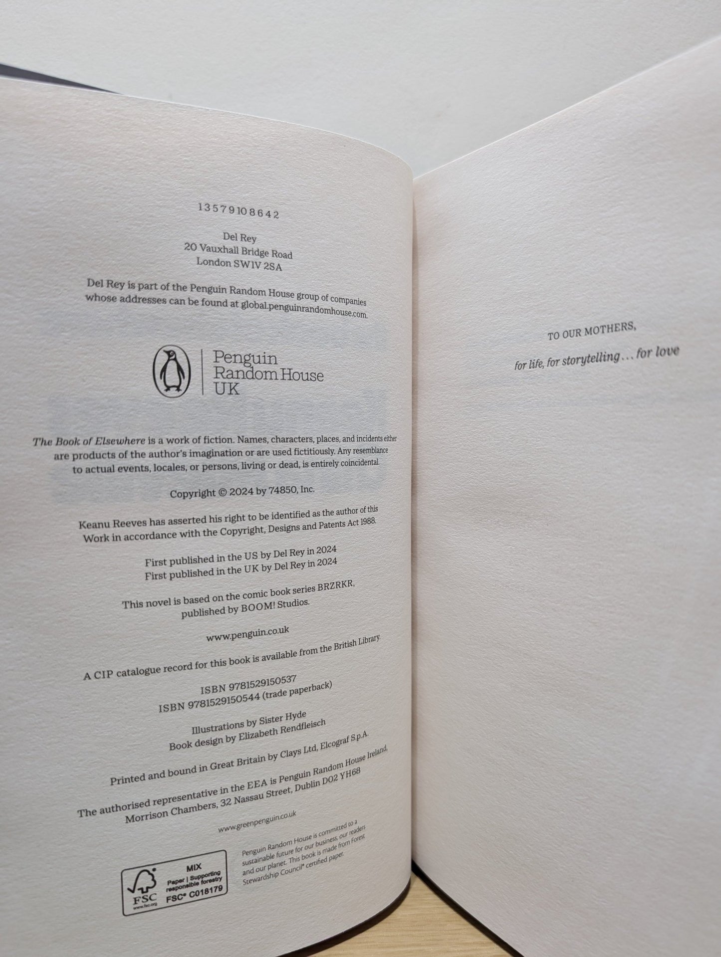 The Book of Elsewhere by Keanu Reeves China Mieville (Signed) - Fialta Books