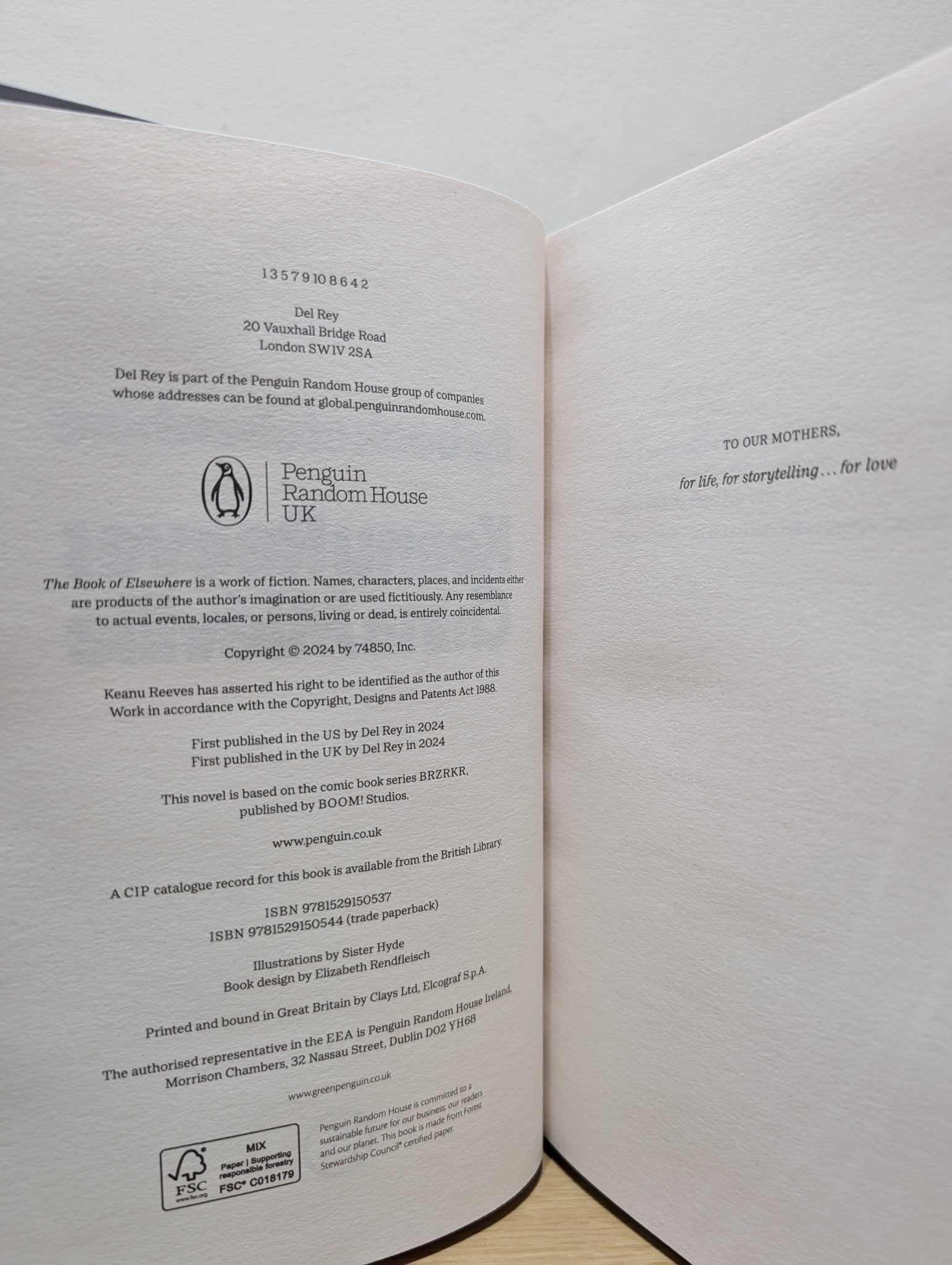 The Book of Elsewhere by Keanu Reeves China Mieville (Signed) - Fialta Books