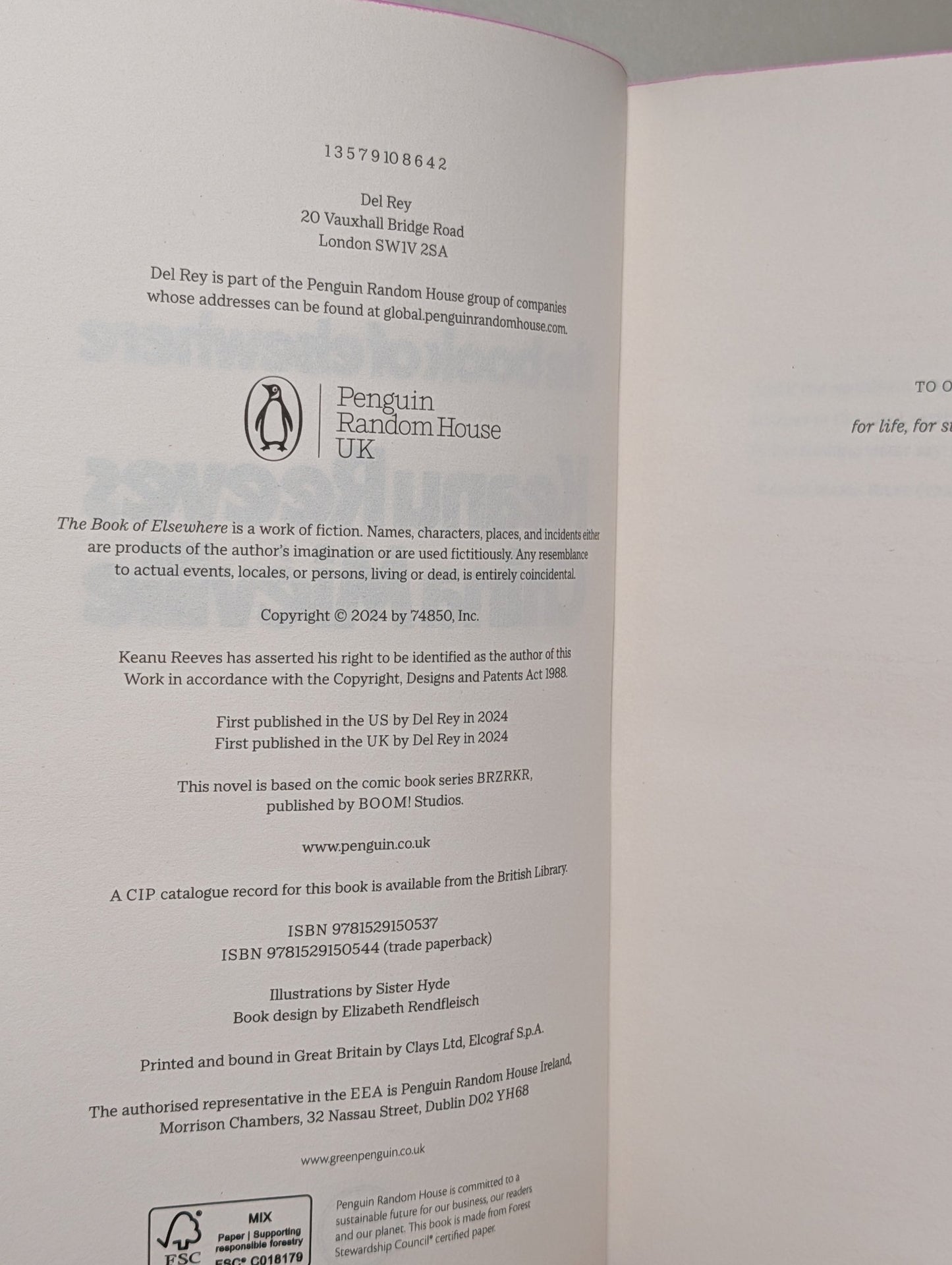 The Book of Elsewhere by Keanu Reeves (Signed with sprayed edges) - Fialta Books