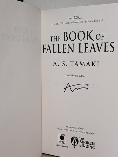 The Book of Fallen Leaves by A. S. Tamaki (Signed First Edition with sprayed edges) - Fialta Books