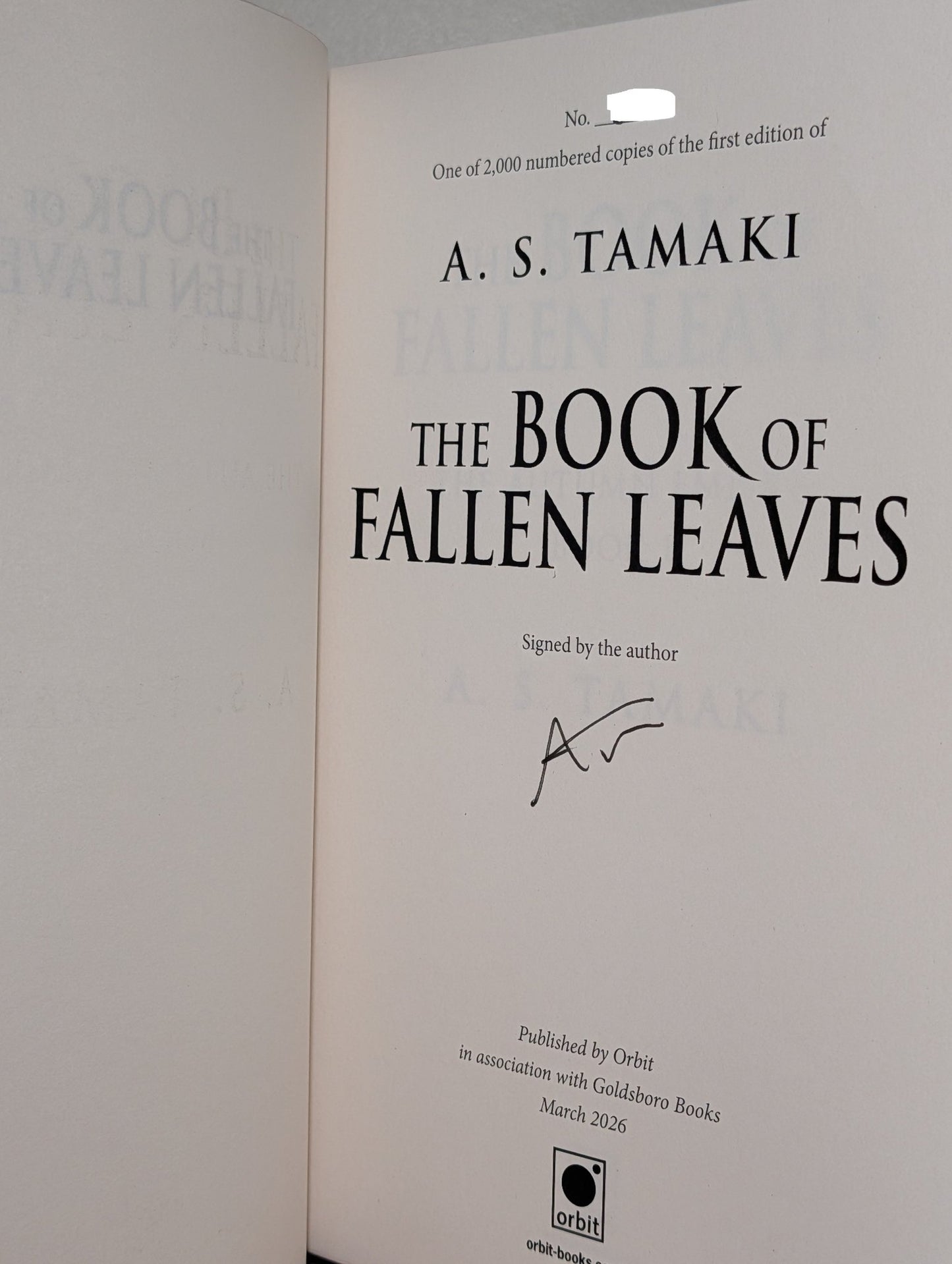 The Book of Fallen Leaves by A. S. Tamaki (Signed Numbered Edition with sprayed edges) - Fialta Books