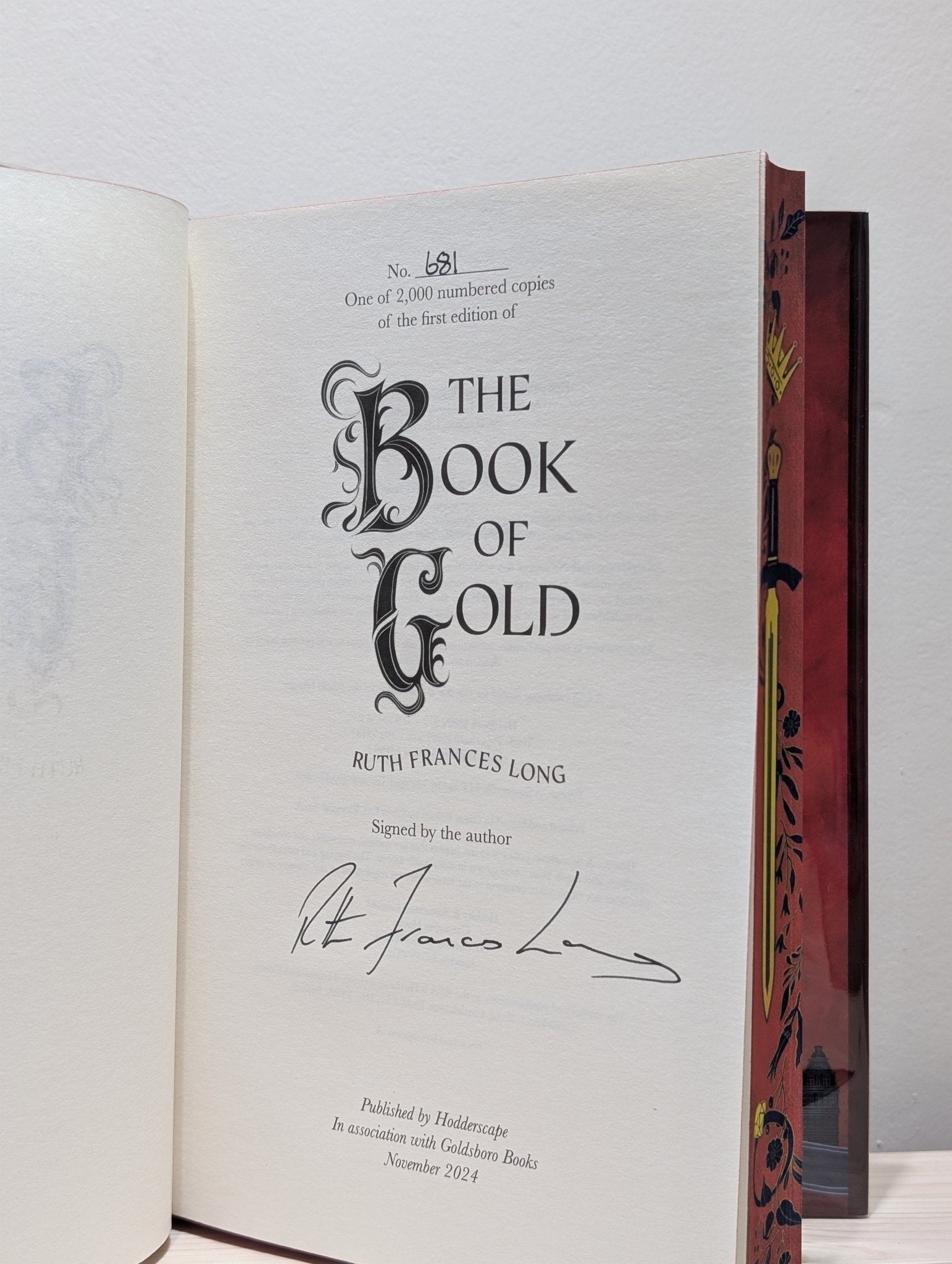 The Book of Gold by Ruth Frances Long (Signed First Edition with sprayed edges) - Fialta Books