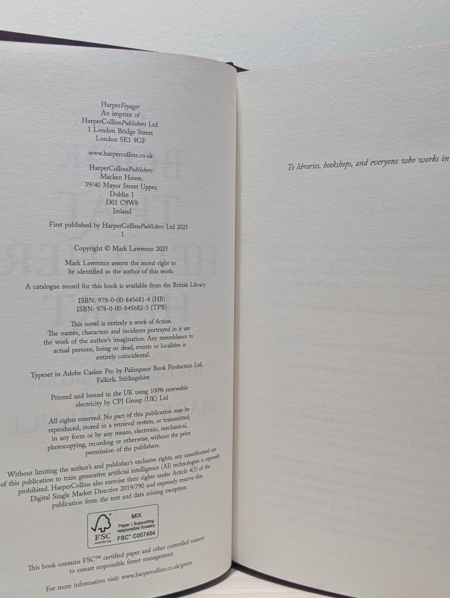 The Book That Held Her Heart by Mark Lawrence (Signed First Edition with sprayed edges) - Fialta Books