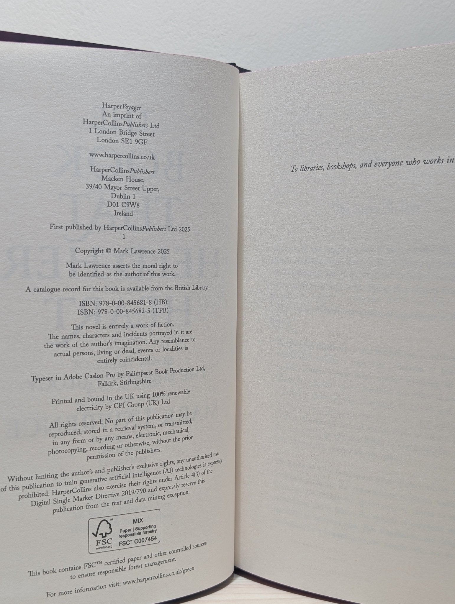 The Book That Held Her Heart by Mark Lawrence (Signed First Edition with sprayed edges) - Fialta Books