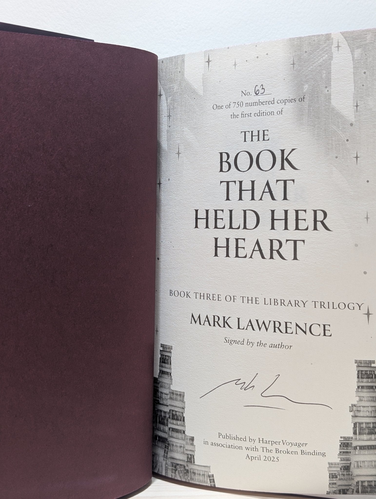 The Book That Held Her Heart by Mark Lawrence (Signed First Edition with sprayed edges) - Fialta Books
