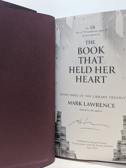 The Book That Wouldn't Burn; Book That Broke the World; Book that Held Her Heart by Mark Lawrence (Signed with sprayed edges) - Fialta Books