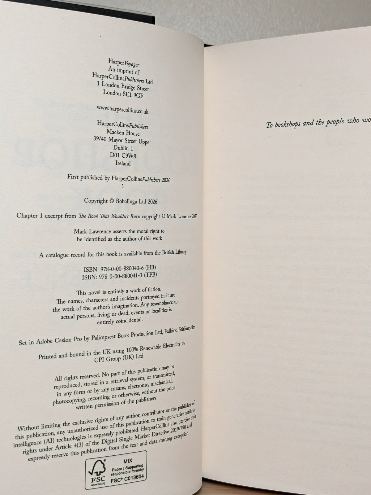 The Bookshop Book by Mark Lawrence (Signed First Edition with sprayed edges) - Fialta Books