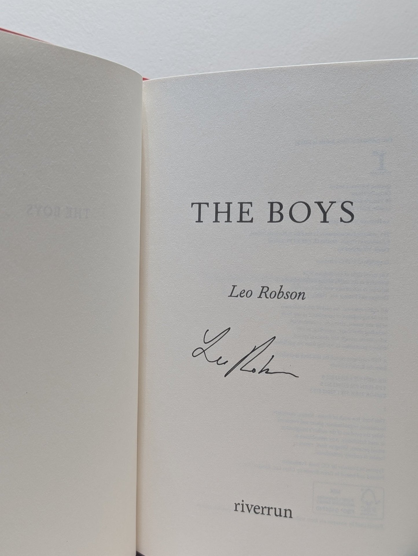 The Boys by Leo Robson (Signed First Edition) - Fialta Books