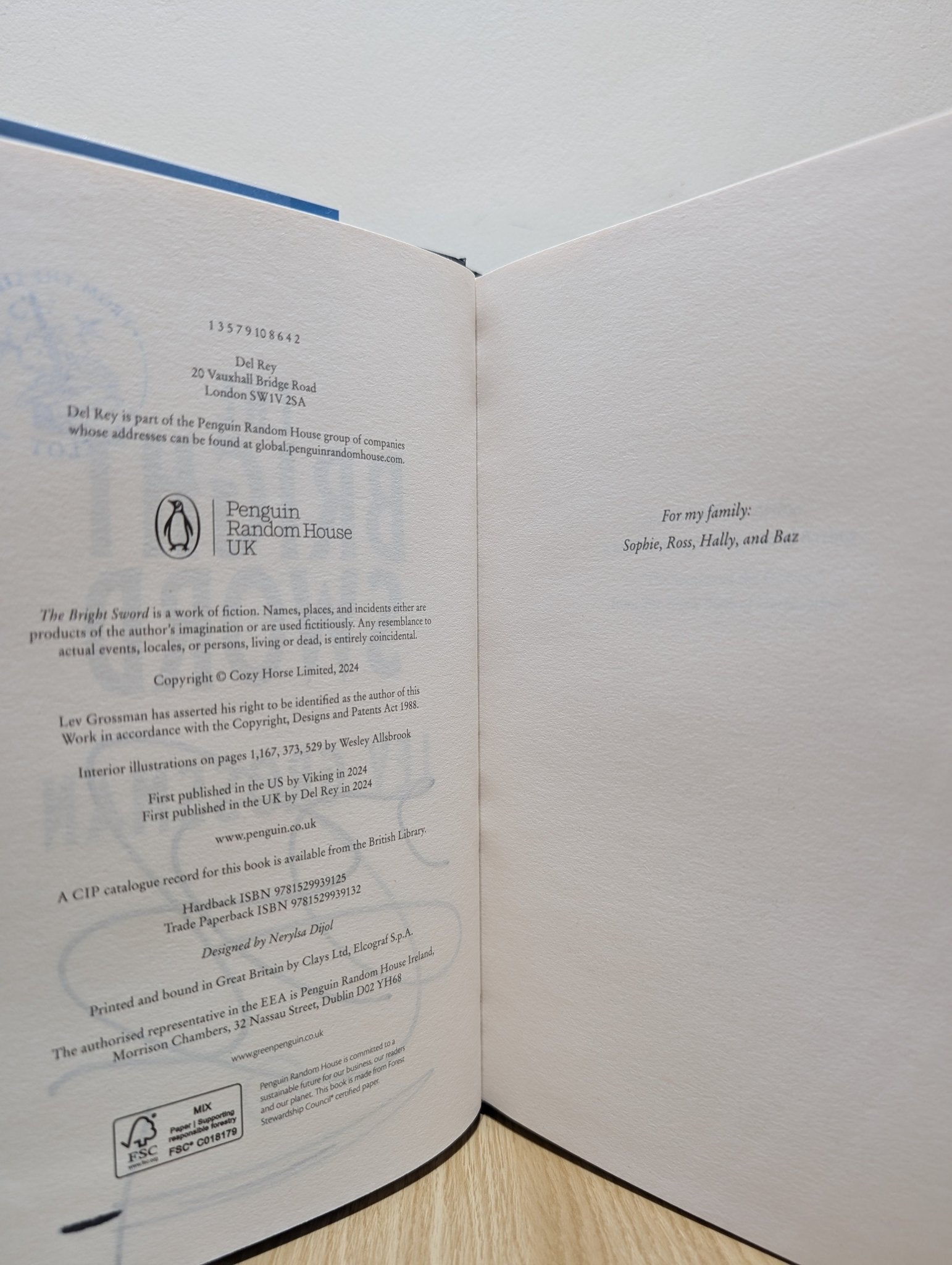 The Bright Sword: A Novel of King Arthur by Lev Grossman (Signed Stamped First Edition) - Fialta Books