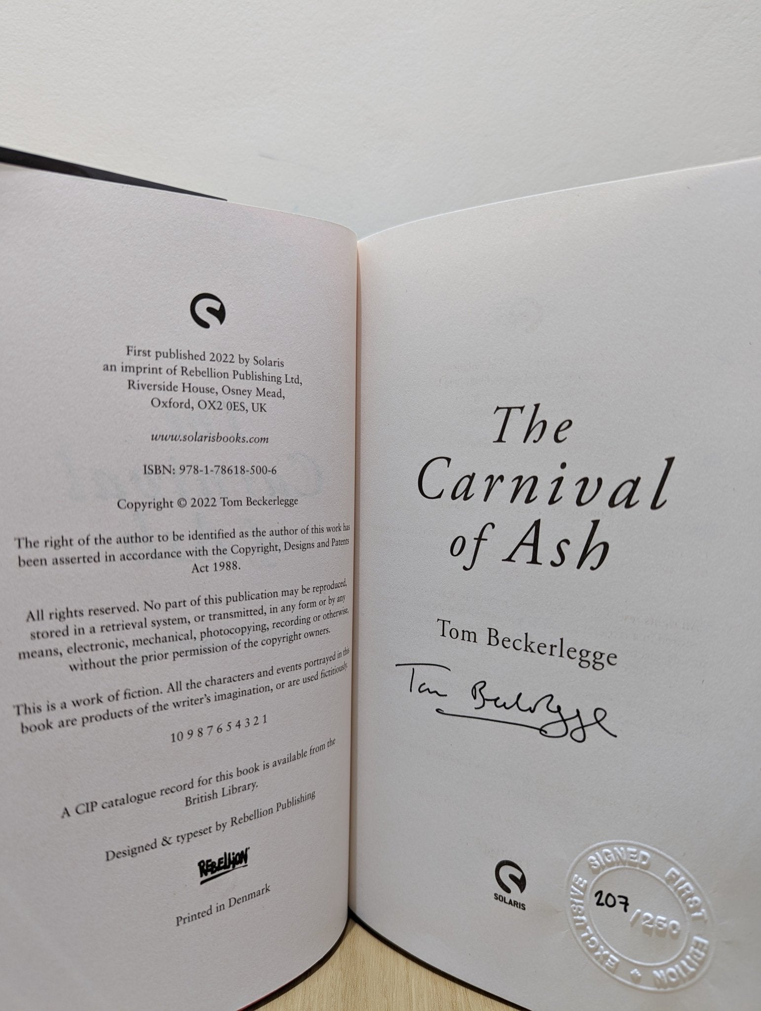 The Carnival Of Ash by Tom Beckerlegge (Signed First Edition) - Fialta Books