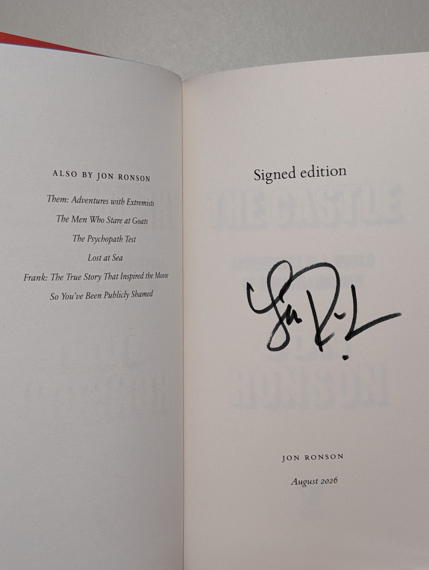 The Castle by Jon Ronson (Signed First Edition) - Fialta Books