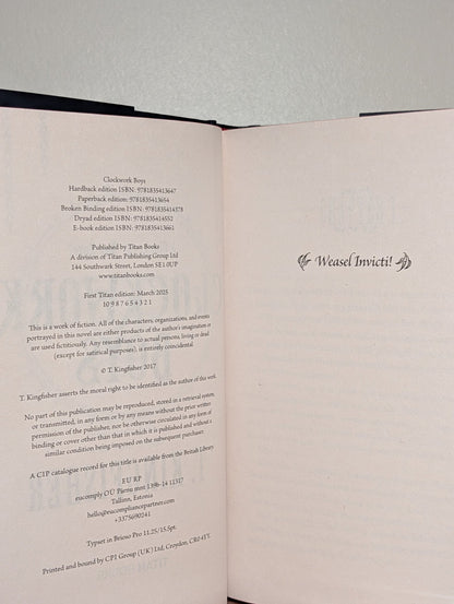 The Clocktaur War Duology: Clockwork Boys; The Wonder Engine by T. Kingfisher (Signed First Edition with sprayed edges) - Fialta Books