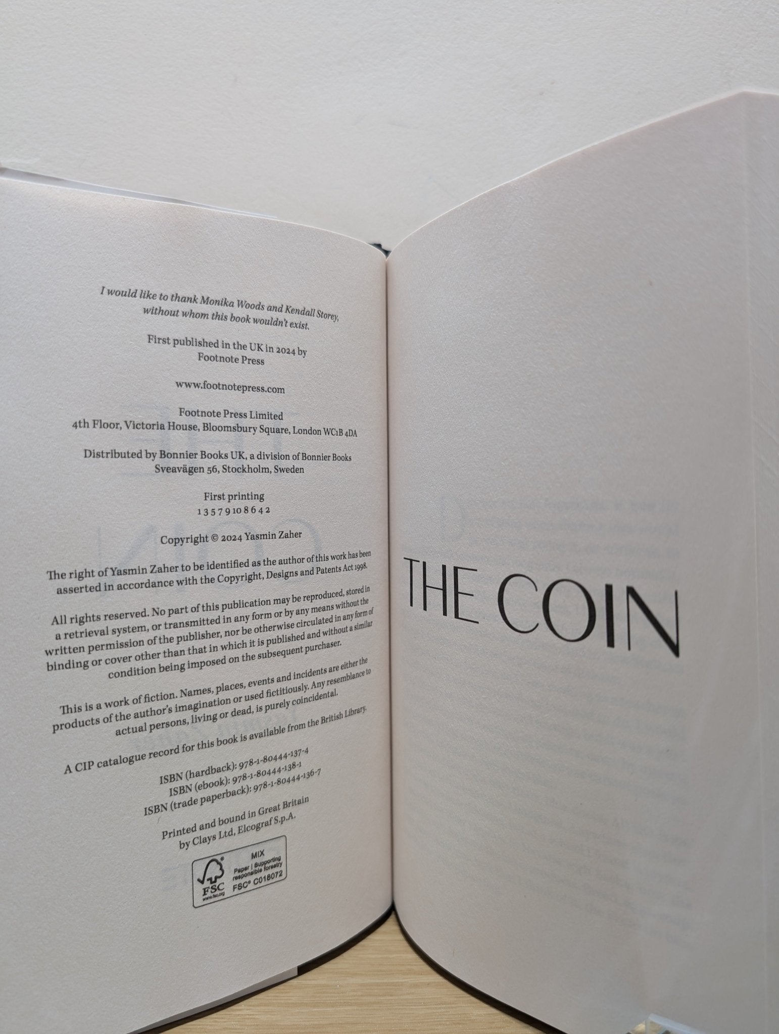 The Coin: A Novel by Yasmin Zaher (First Edition) - Fialta Books