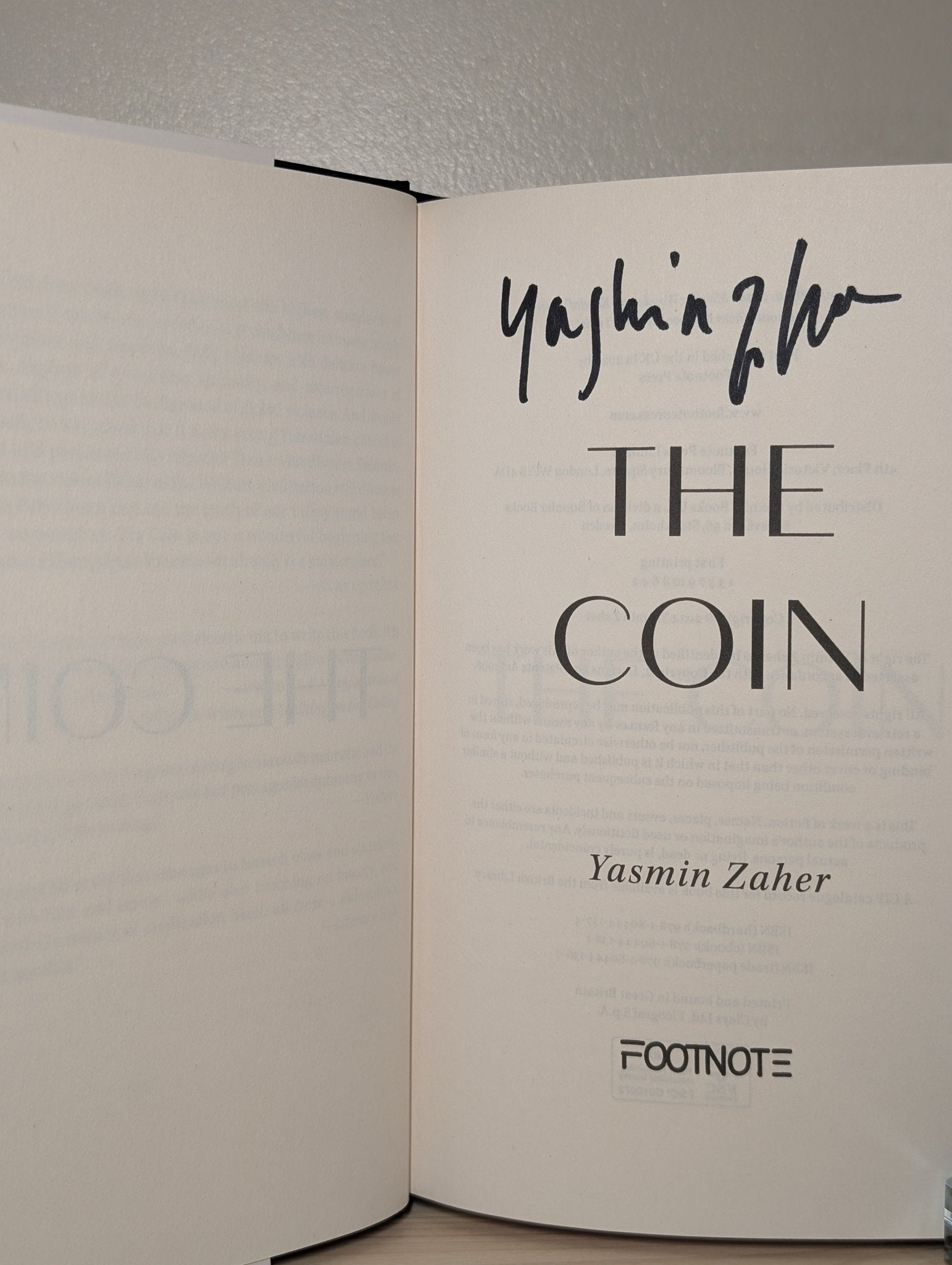 The Coin: A Novel by Yasmin Zaher (Signed First Edition) - Fialta Books