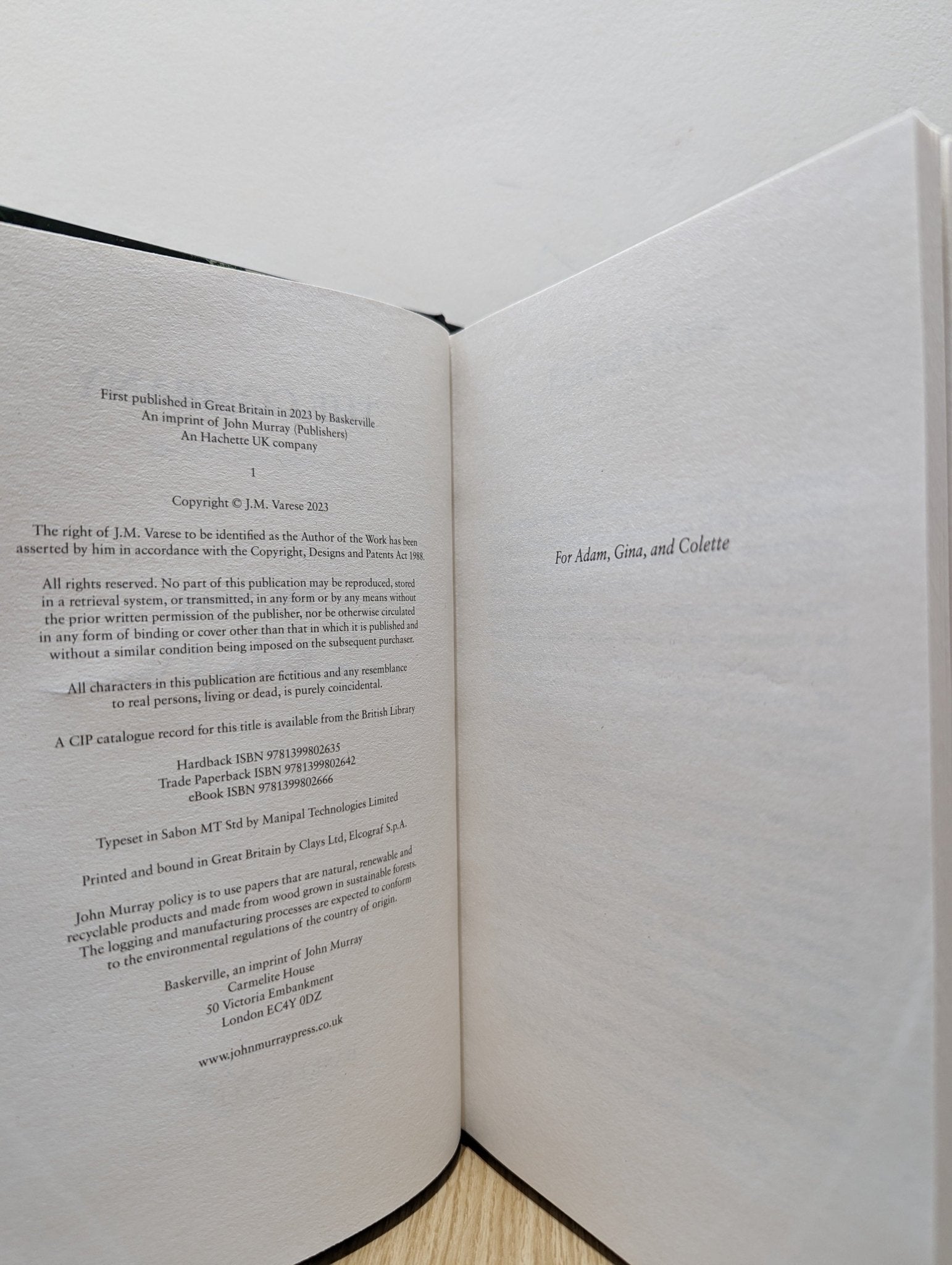 The Company by J.M. Varese (Signed First Edition) - Fialta Books