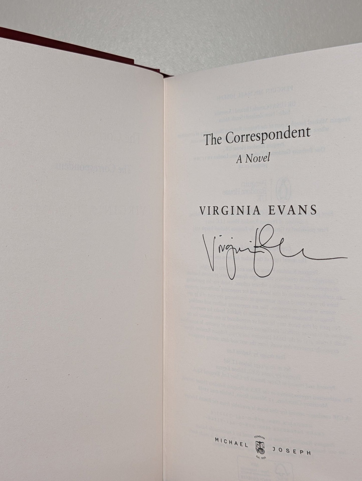 The Correspondent by Virginia Evans (Signed) - Fialta Books