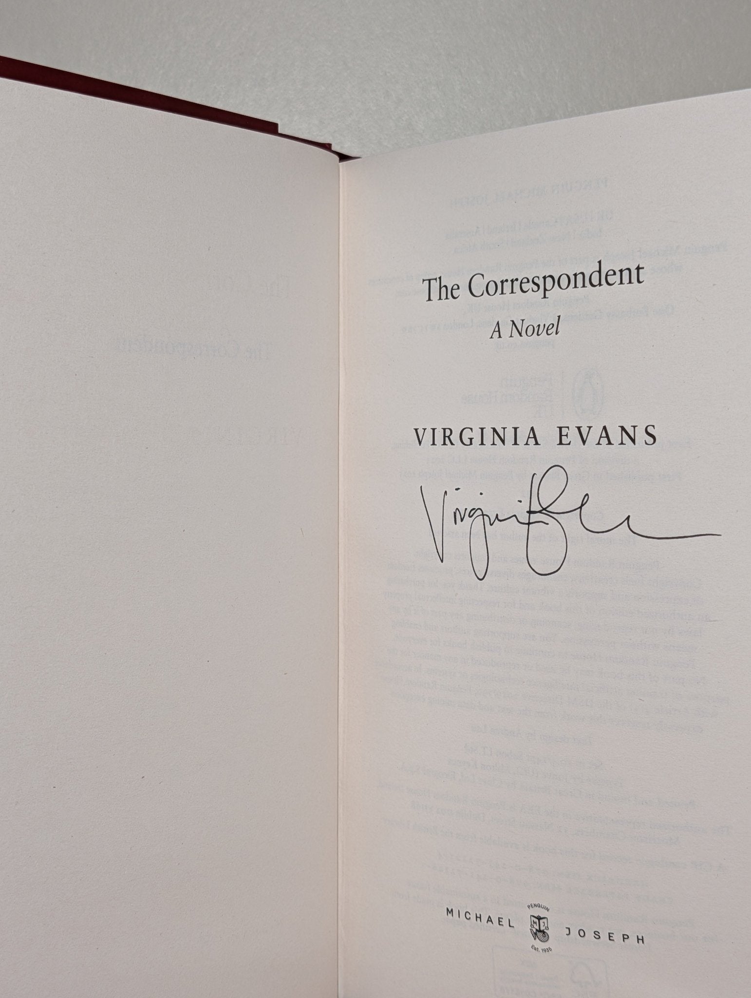 The Correspondent by Virginia Evans (Signed) - Fialta Books