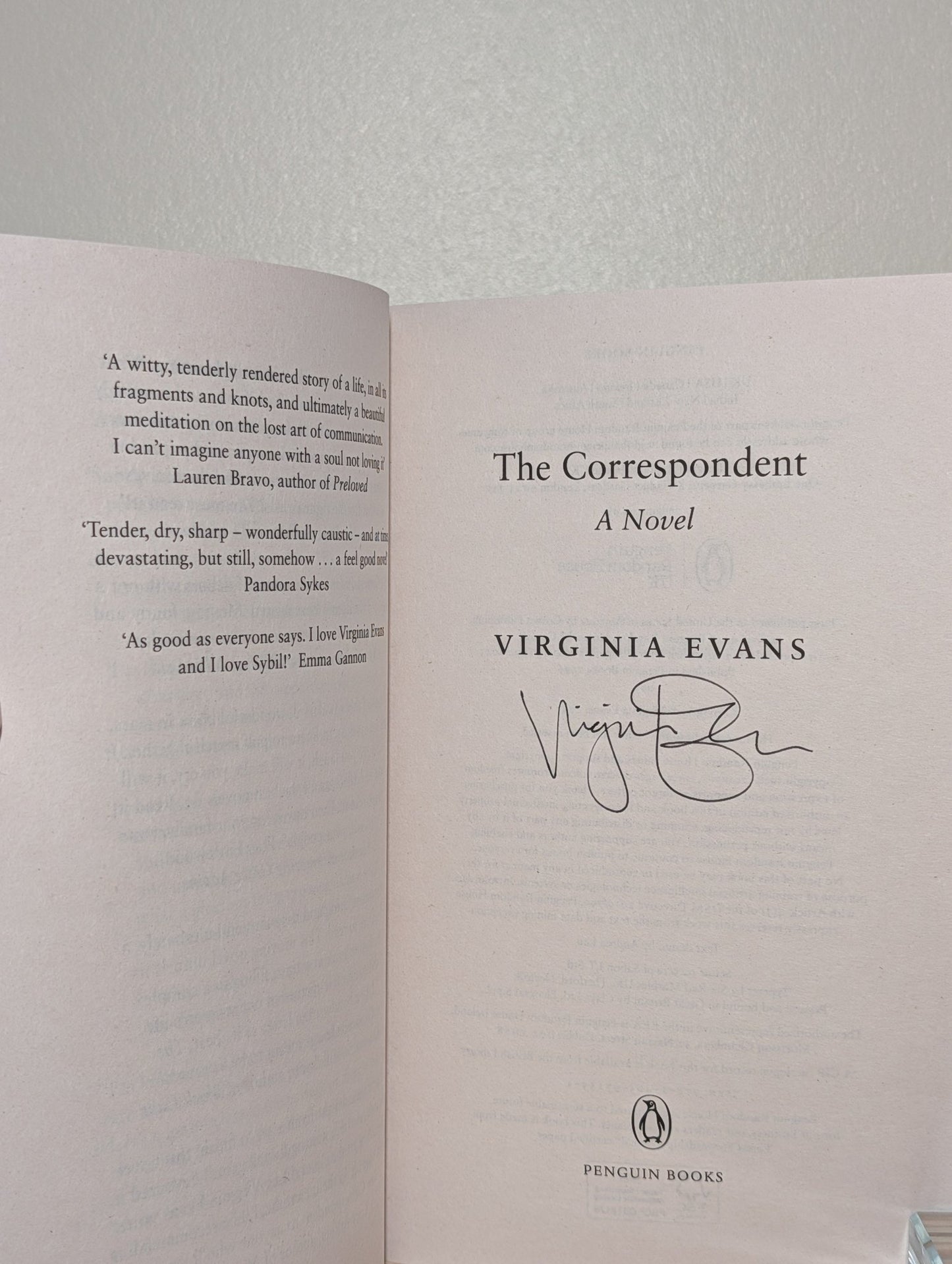 The Correspondent by Virginia Evans (Signed Paperback Edition) - Fialta Books