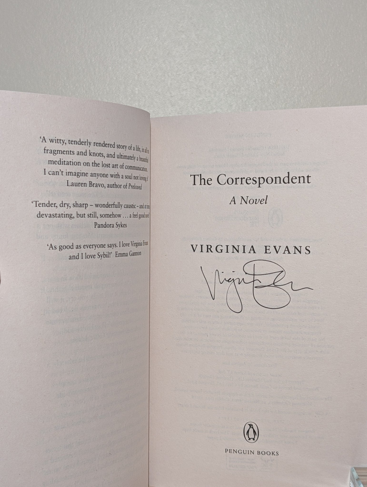 The Correspondent by Virginia Evans (Signed Paperback Edition) - Fialta Books