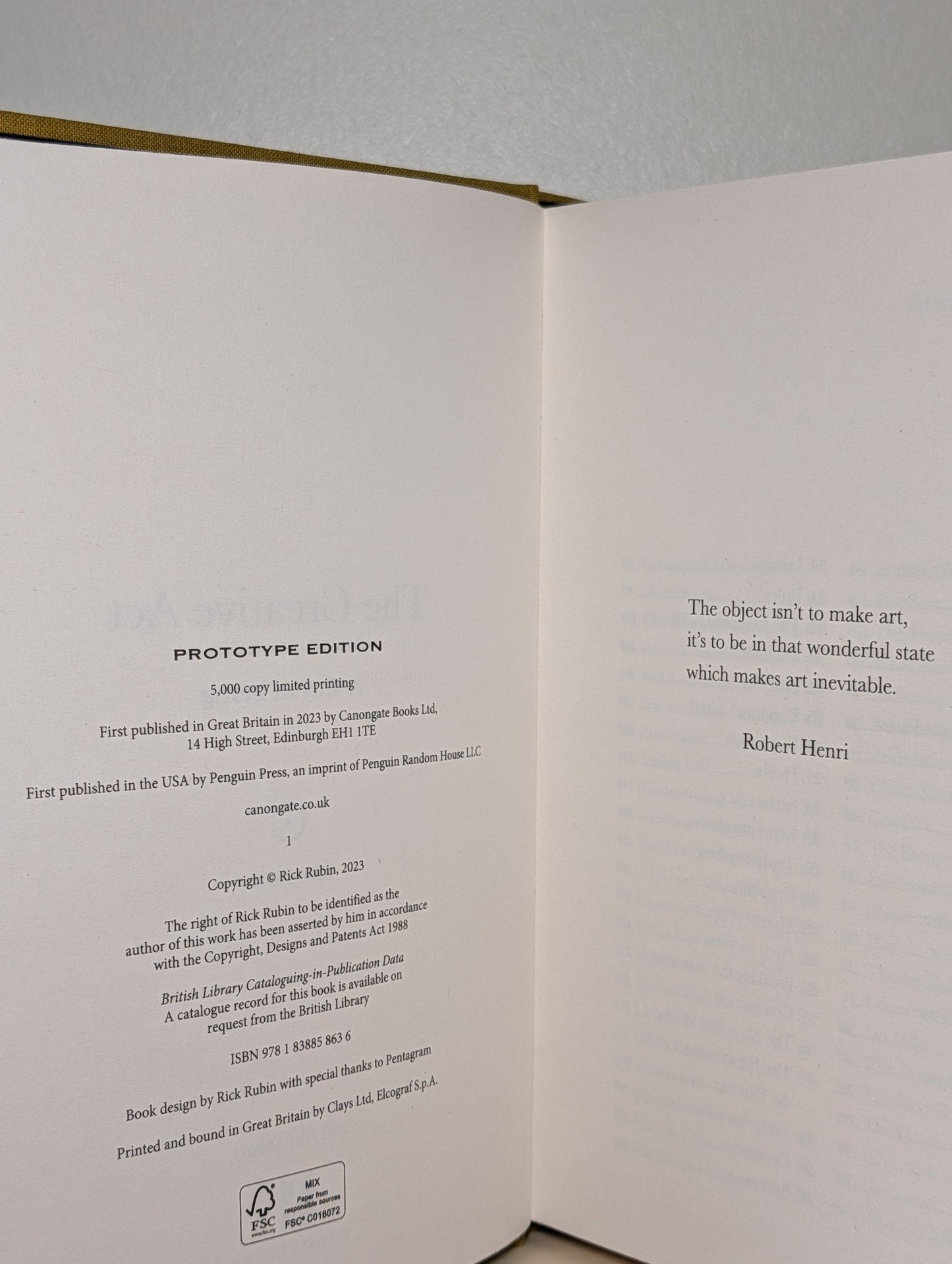 The Creative Act: A Way of Being by Rick Rubin (Signed Limited Edition) - Fialta Books