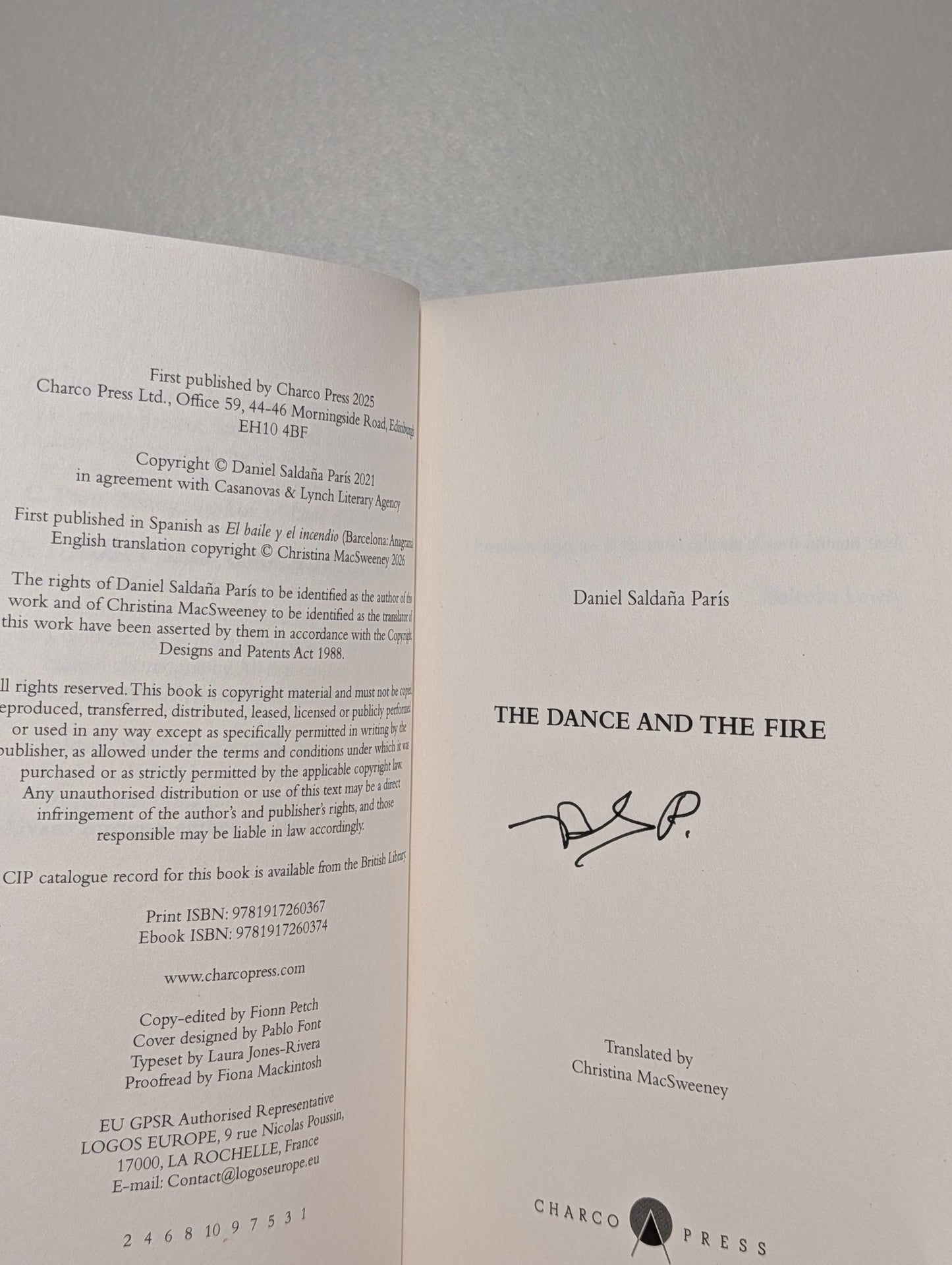 The Dance and the Fire by Daniel Saldana Paris (Signed First Edition) - Fialta Books