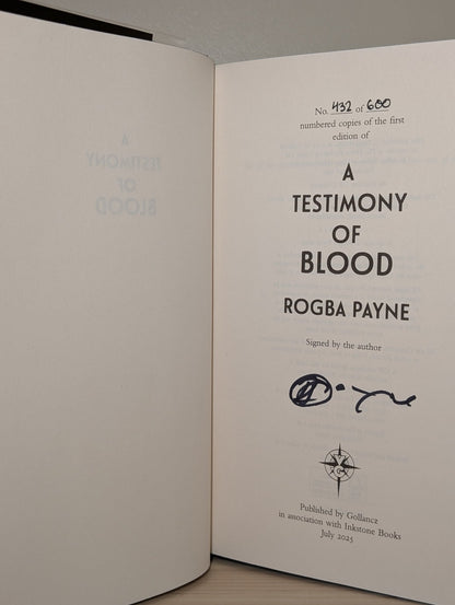 The Dance of Shadows; A Testimony of Blood by Rogba Payne (Signed First Edition with sprayed edges) - Fialta Books