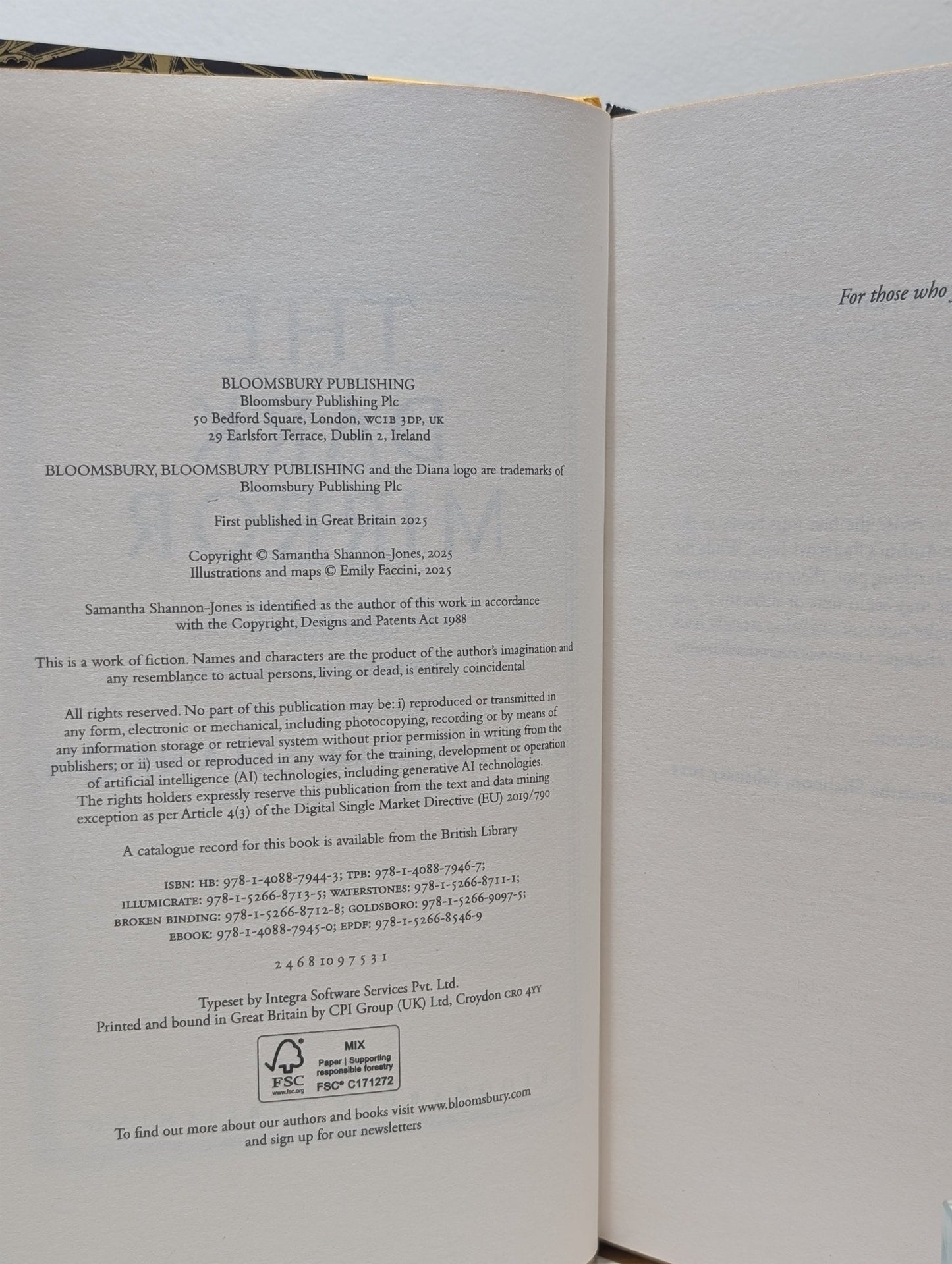 The Dark Mirror by Samantha Shannon (Signed with sprayed edges) - Fialta Books