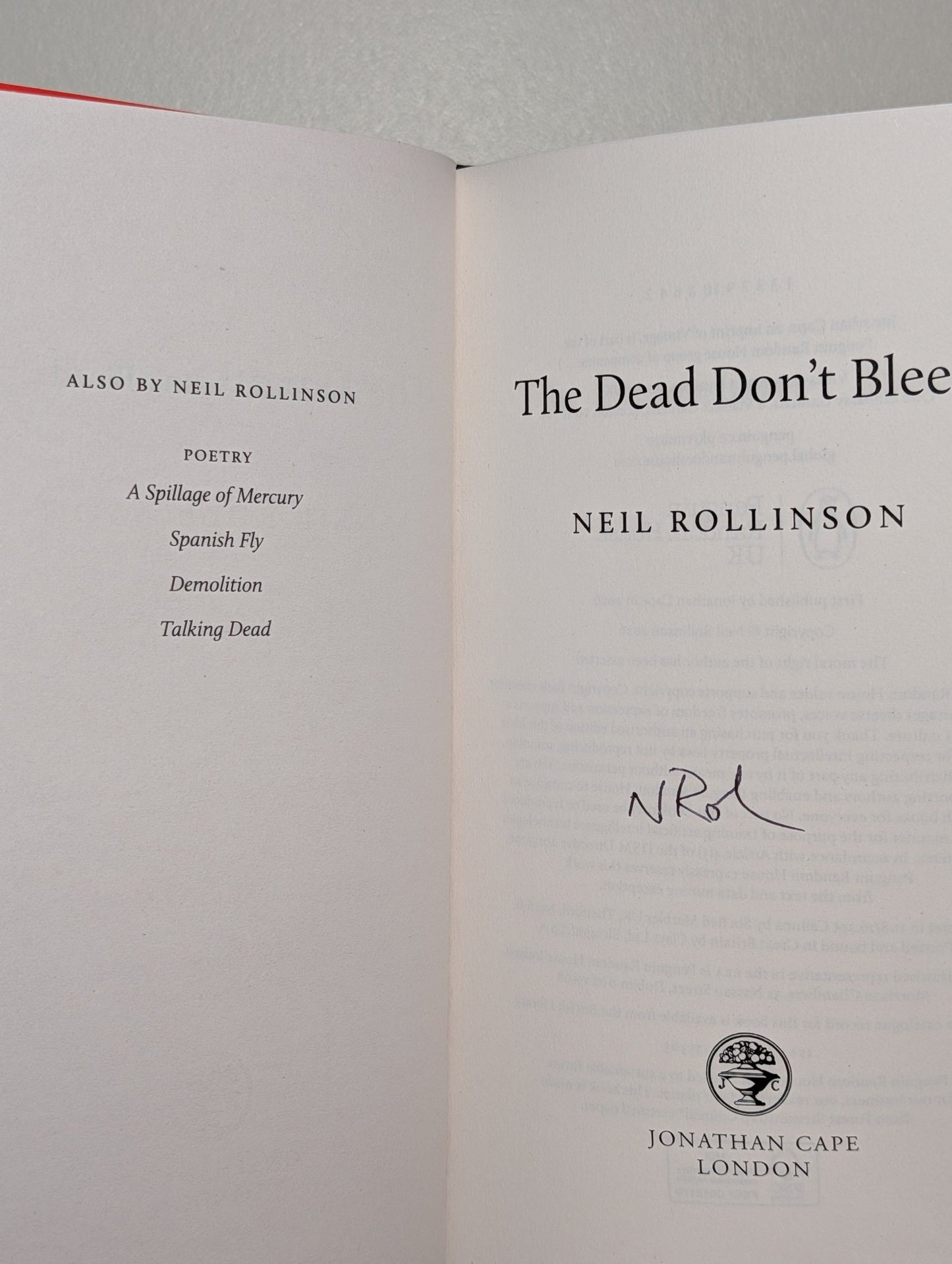The Dead Don't Bleed by Neil Rollinson (Signed First Edition) - Fialta Books