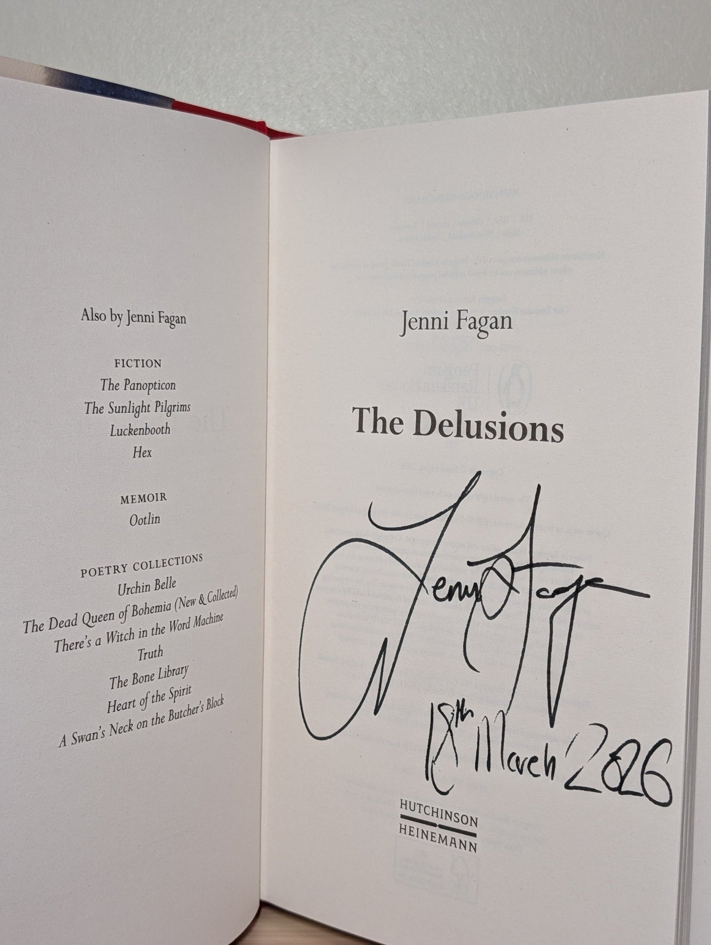 The Delusions by Jenni Fagan (Signed Dated First Edition) - Fialta Books