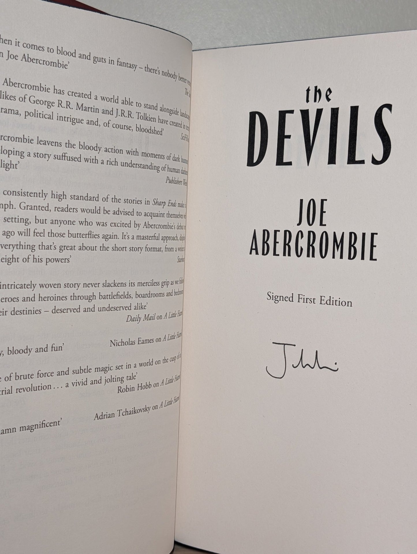 The Devils by Joe Abercrombie (Signed First Edition with black edges) - Fialta Books