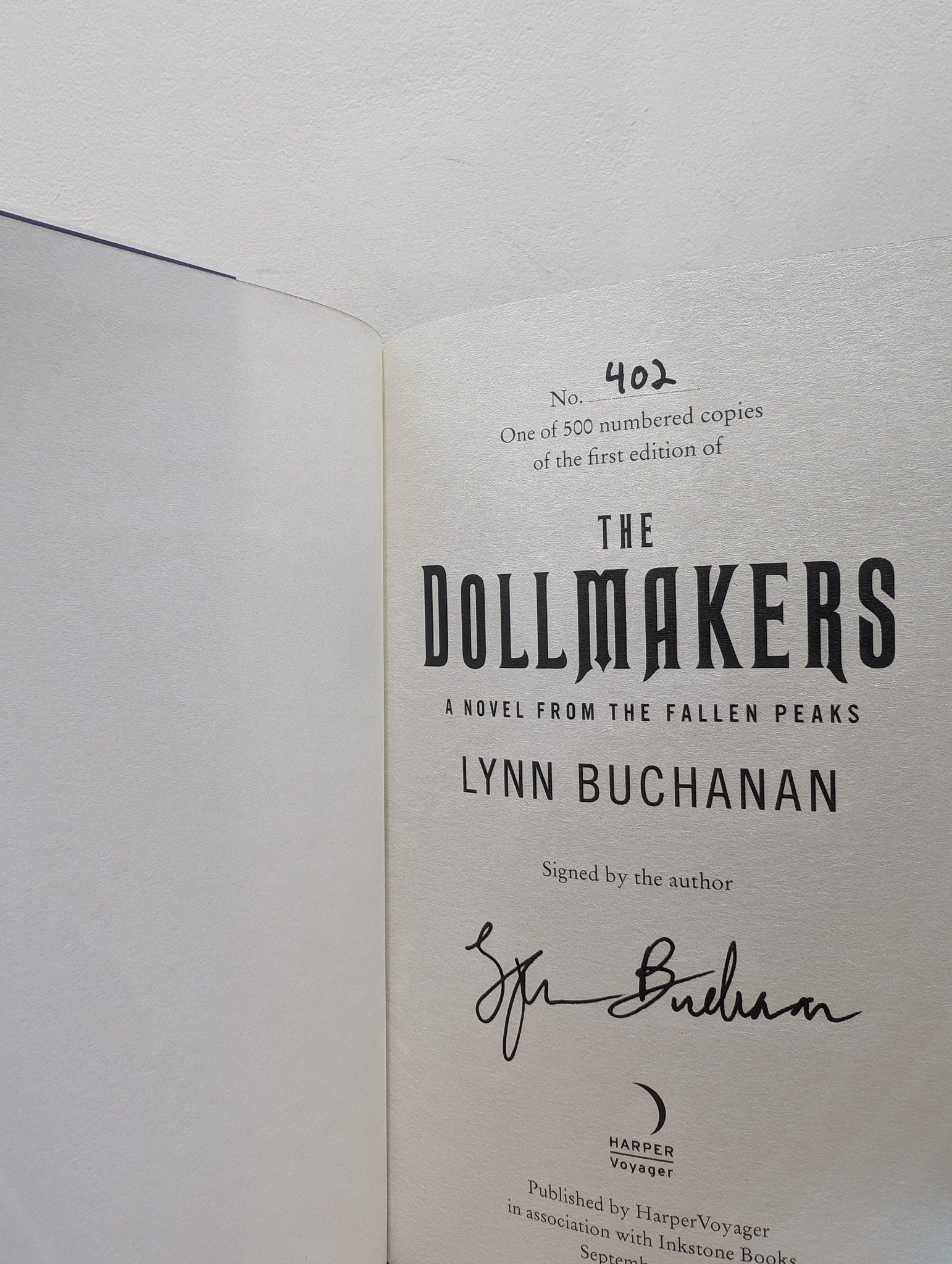 The Dollmakers: Fallen Peaks by Lynn Buchanan (Signed Numbered First Edition with sprayed edges) - Fialta Books
