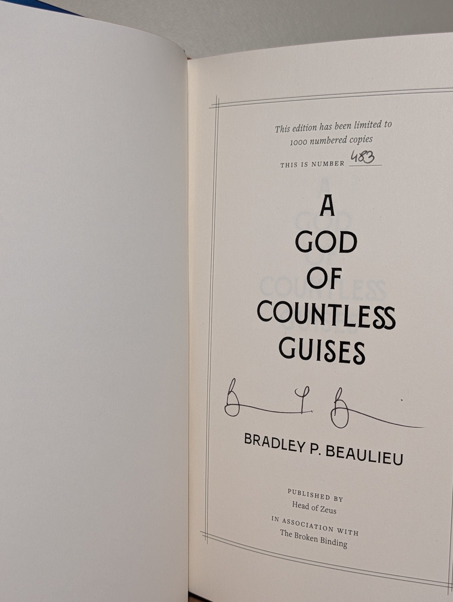 Dragons of Deepwood Fen; God of Countless Guises by Bradley P. Beaulieu (Signed with sprayed edges) - Fialta Books