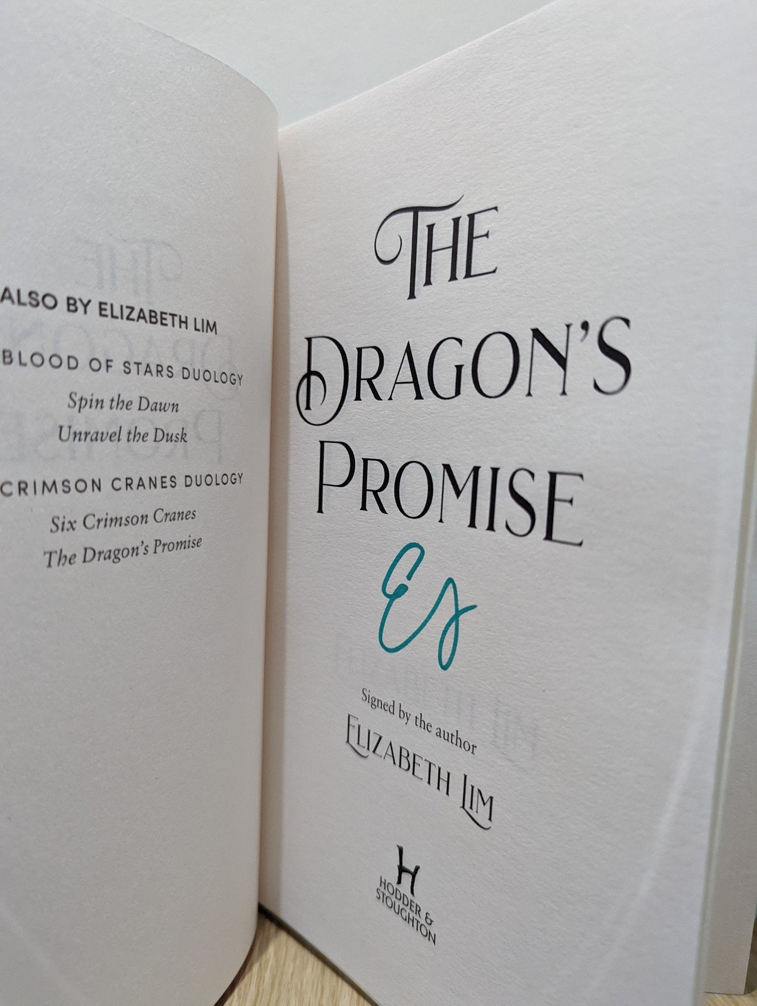 The Dragon's Promise by Elizabeth Lim (Signed First Edition with sprayed edges) - Fialta Books
