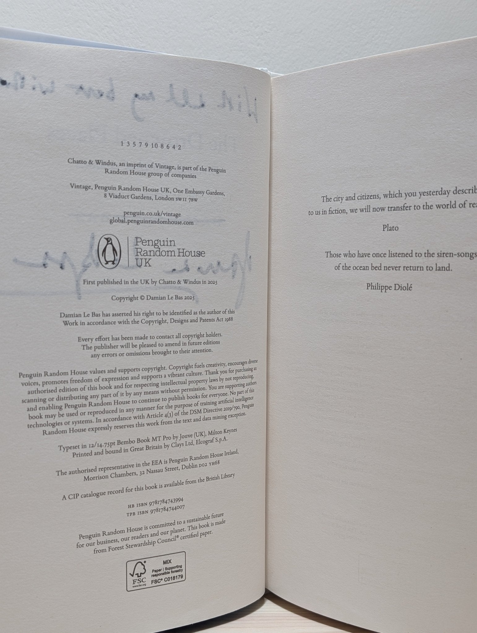 The Drowned Places: Diving in Search of Atlantis by Damian Le Bas (Signed First Edition) - Fialta Books