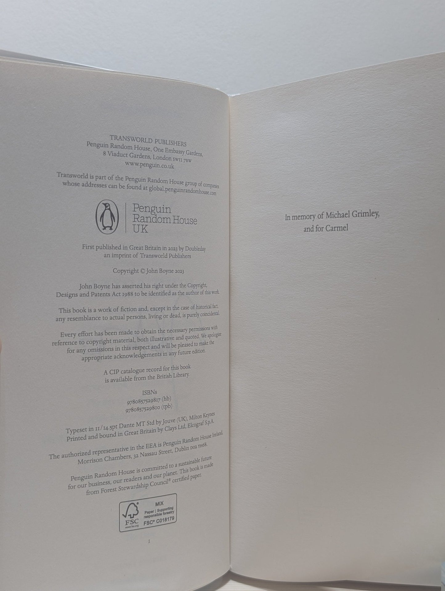 The Elements: Water; Earth; Fire; Air by John Boyne (Signed First Edition Set) - Fialta Books